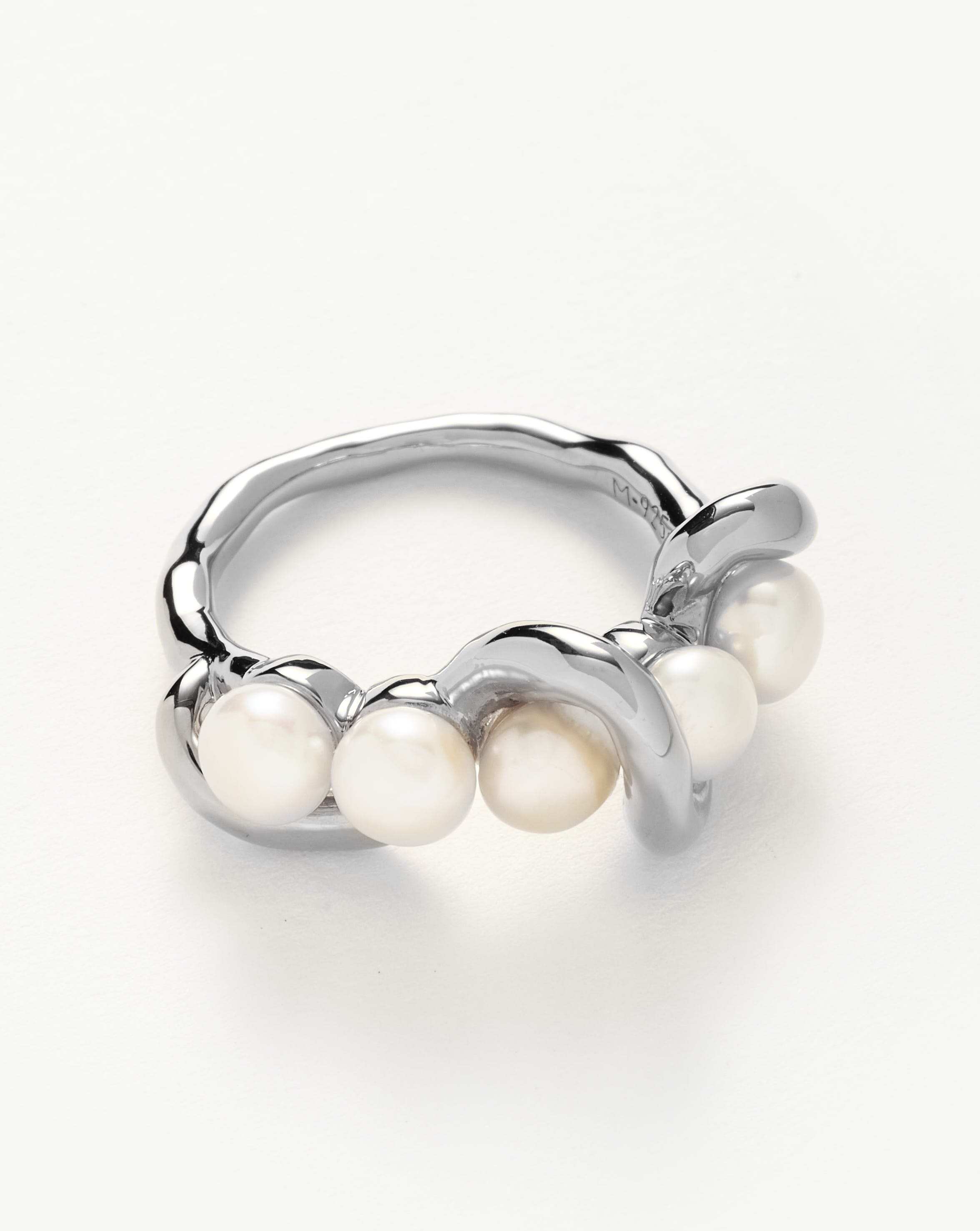 Molten Pearl Twisted Stacking Ring Set - Elegant Dainty Adjustable Rings for Women - Perfect for Layering, Everyday Wear & Special Occasions