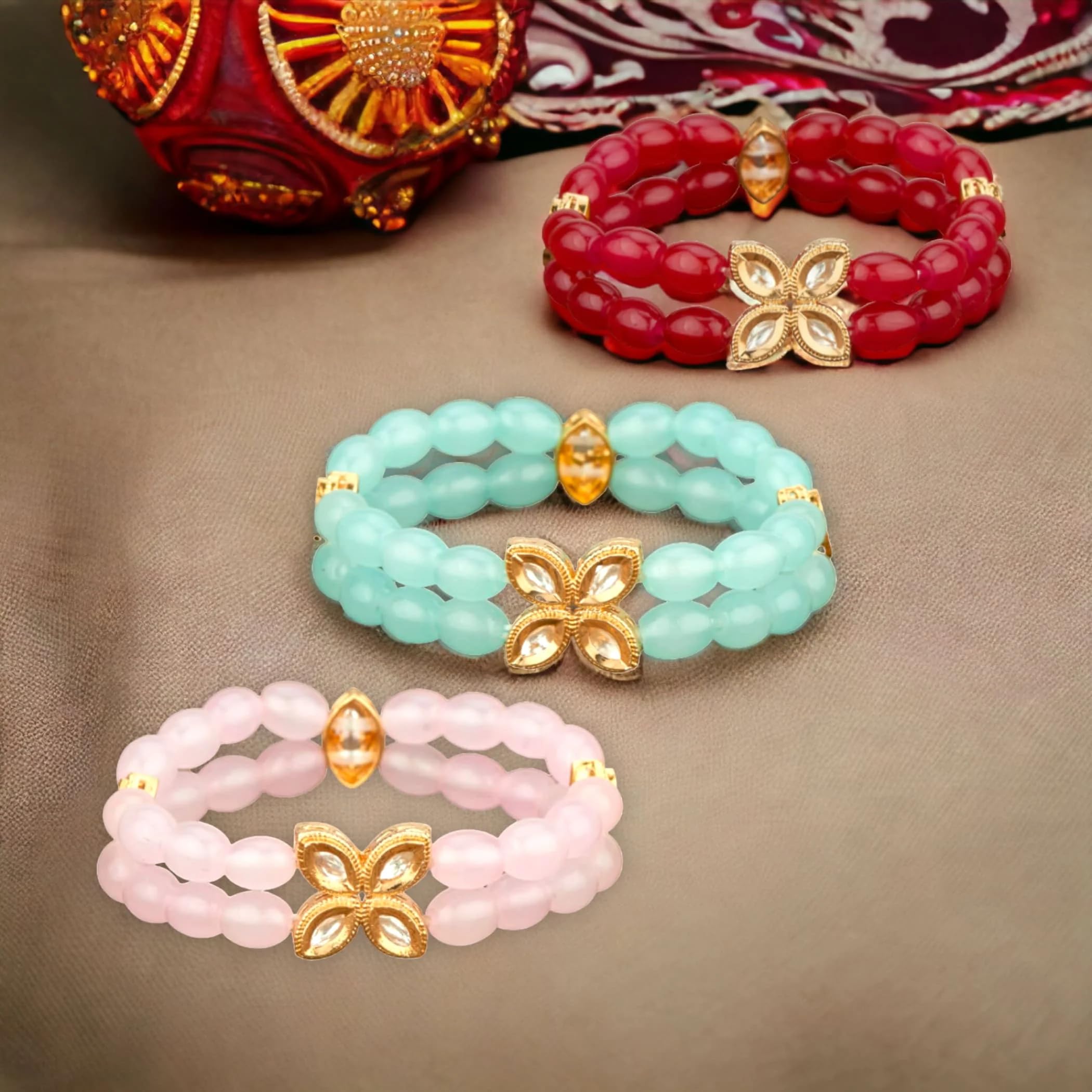 LOVENSPIRE Antique Adjustable Gold Plated Bangle Bracelet for Women - Kundan Indian Jewelry - Perfect Gift for Mother's Day, Valentine's, Anniversary & Birthday - Ideal for Weddings, Parties & Special Occasions