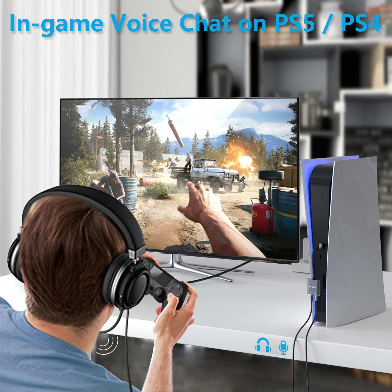 KiWiBiRD USB to 3.5mm Audio Adapter - External Sound Card with Microphone Support for Headphones & Earphones - Compatible with PS5, PS4, MacBook Pro/Air, Windows PC, Mac OS, Raspberry Pi - Perfect for Gaming, Video Calls & Music Streaming