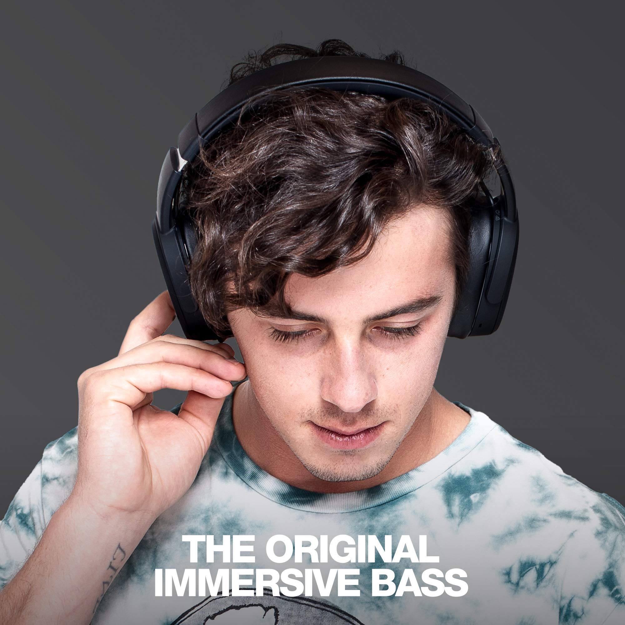 Skullcandy Crusher Wireless Over-Ear Headphones with Powerful Sensory Bass, 40-Hour Battery Life, Built-in Mic - Compatible with iPhone, Android & Bluetooth Devices (Black) - Perfect for Gaming, Music & Travel