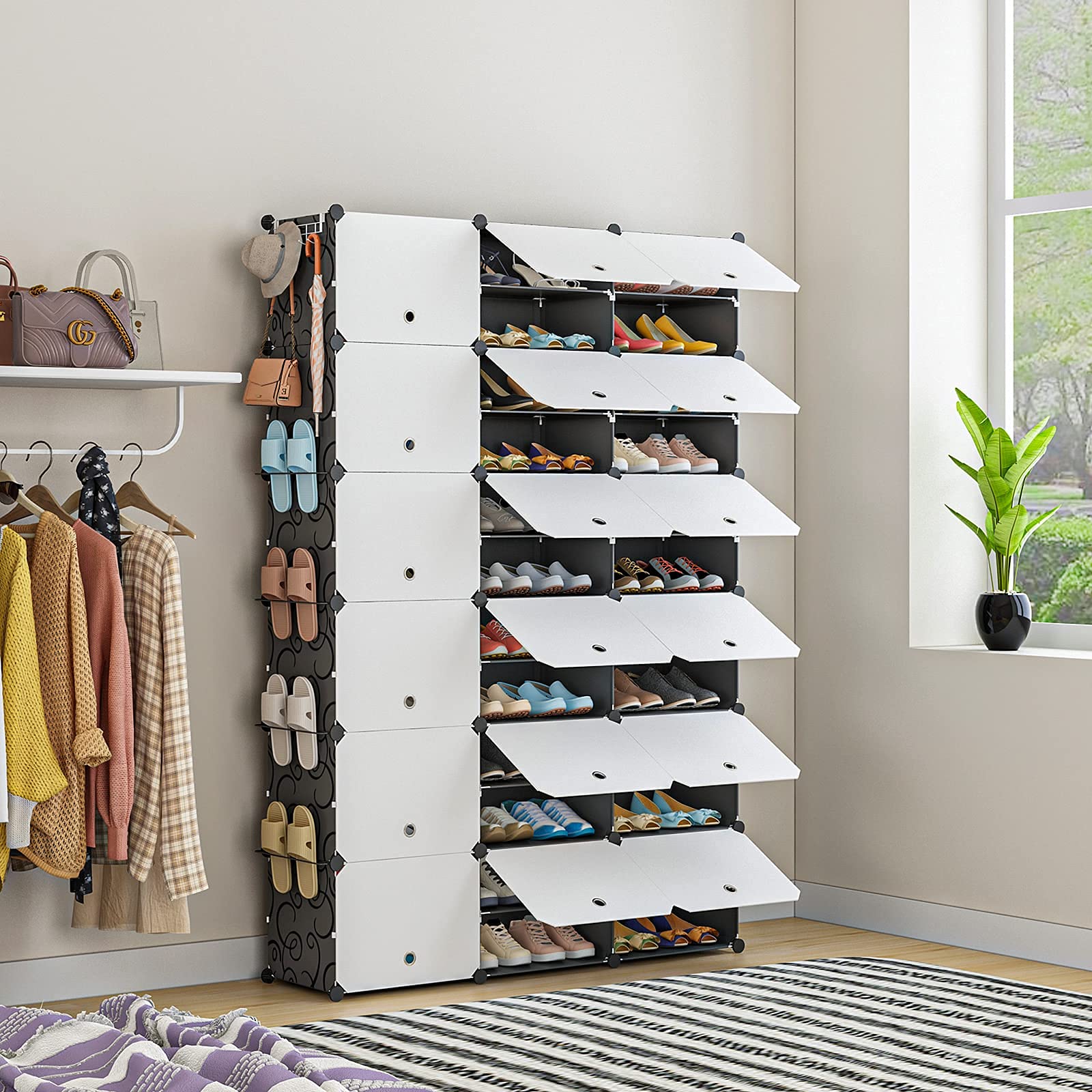 Aeitc 72 Pairs Expandable Stackable Shoe Rack Organizer - Space Saving Narrow Standing Shoe Storage Cabinet for Entryway, Hallway, Closet & Bedroom | Perfect for Small Apartments, Dorm Rooms & Tight Spaces