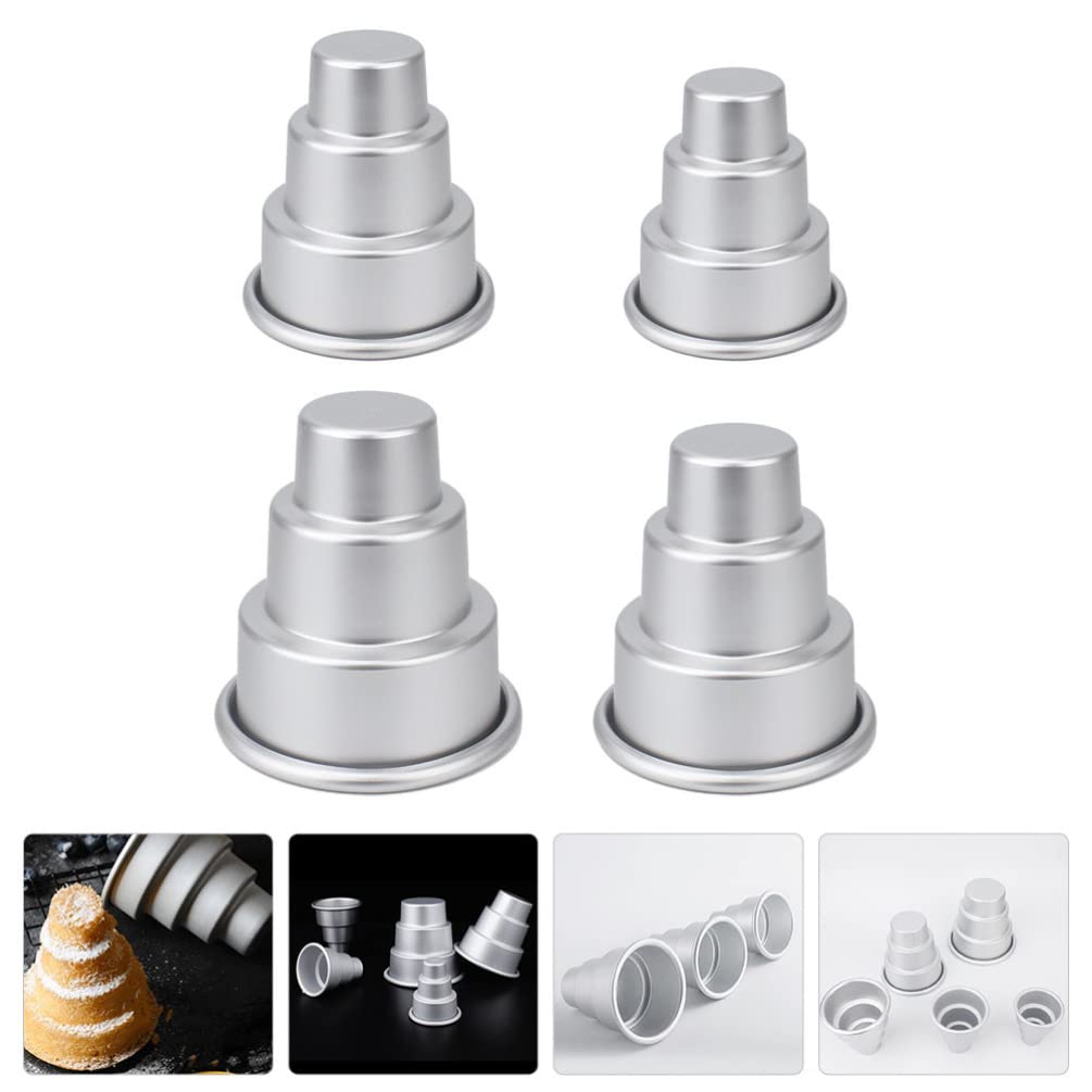 4-Piece Chocolate Silicone Mold Set for 3-Tier Cakes, Cupcakes, Puddings & DIY Desserts - Reusable Baking Supplies for Home Kitchen & Party Decorations