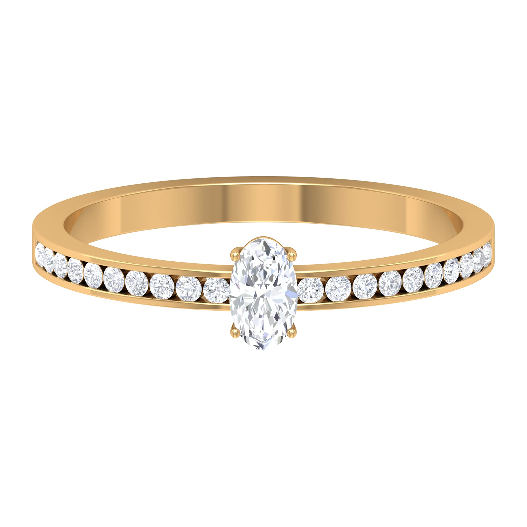 0.50 CT April Birthstone Diamond Promise Ring for Women - 3X5 MM Oval Cut Solitaire Ring in 14K Solid Gold - Perfect for Anniversaries, Engagements & Special Occasions