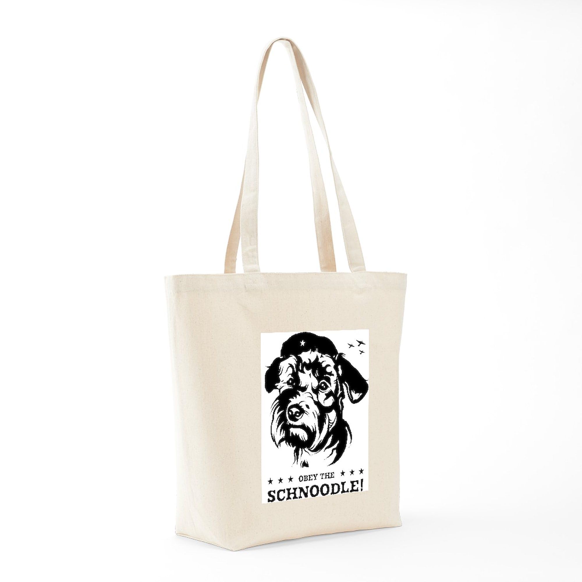 Obey The Schnoodle! Propaganda Tote Bag - Natural Canvas Reusable Shopping Bag for Groceries, Beach & Daily Use
