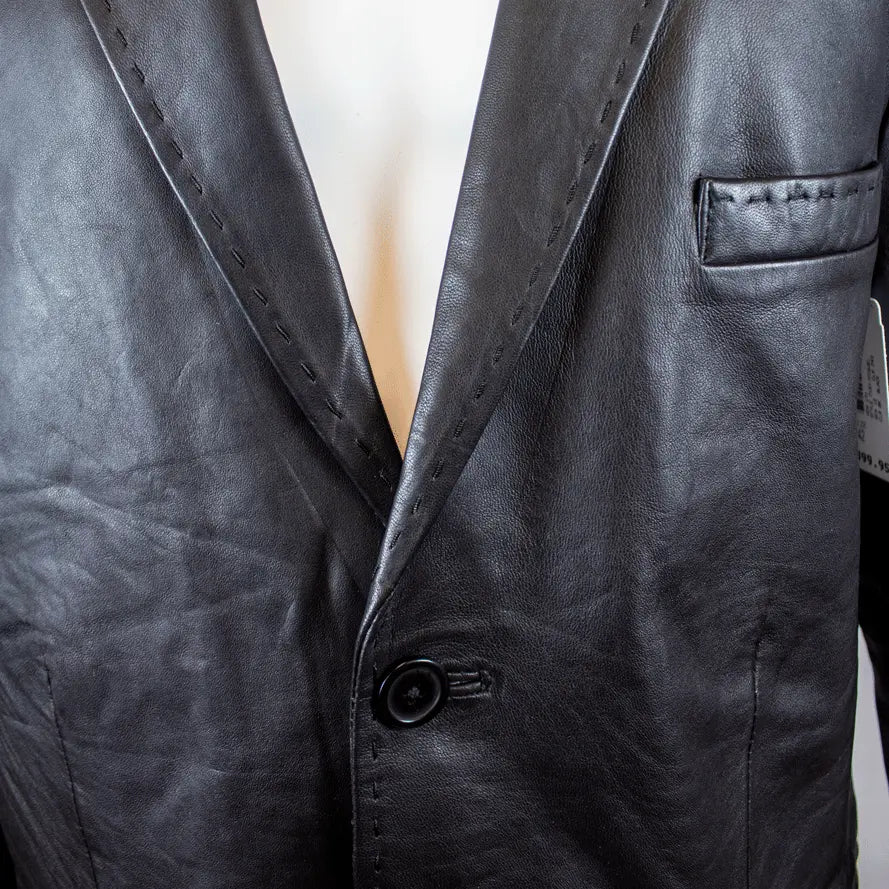 Premium Men's Stitched Leather Blazer Jacket - Classic Slim Fit for Business & Casual Wear - Perfect for Office, Parties & Date Nights