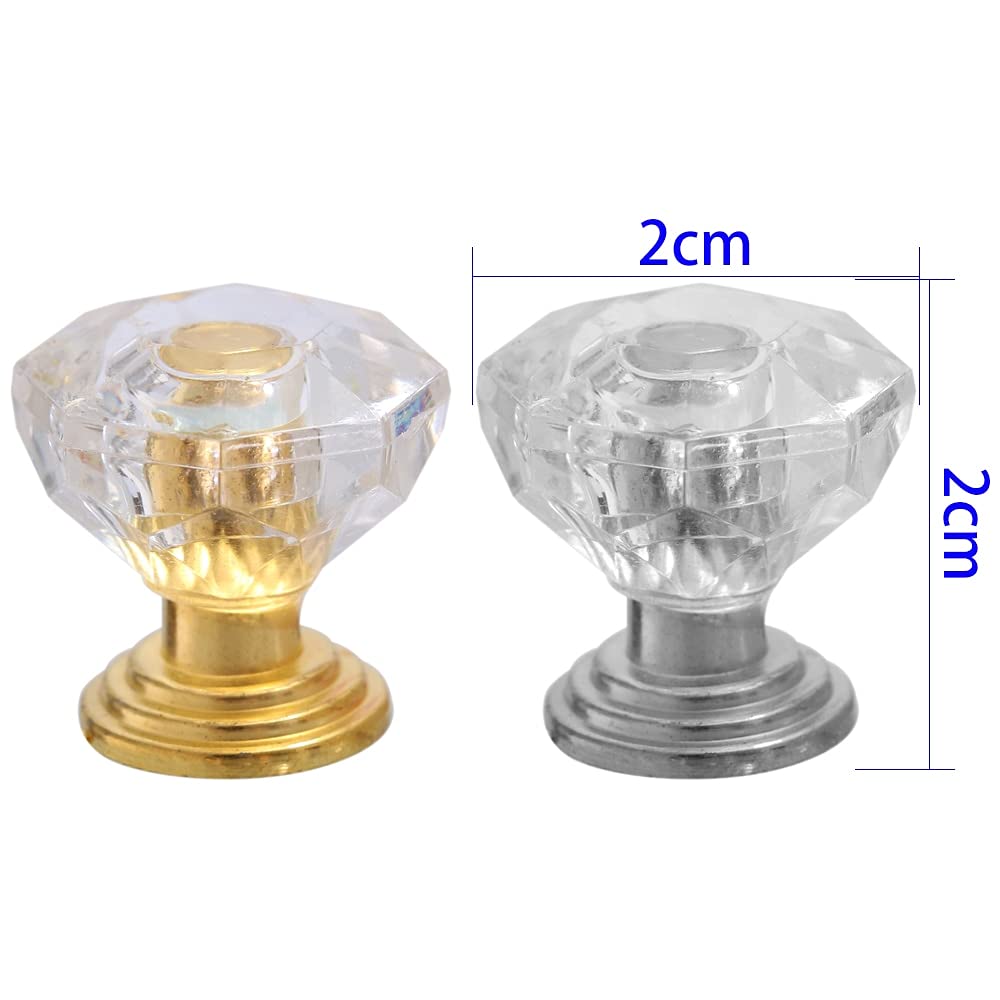 10PCS Diamond Crystal Glass Cabinet Knobs - Gold Jewelry Box Drawer Pulls - Vintage Furniture Handles for Wardrobe, Dresser & Vanity - DIY Hardware Replacement Parts (Gold)