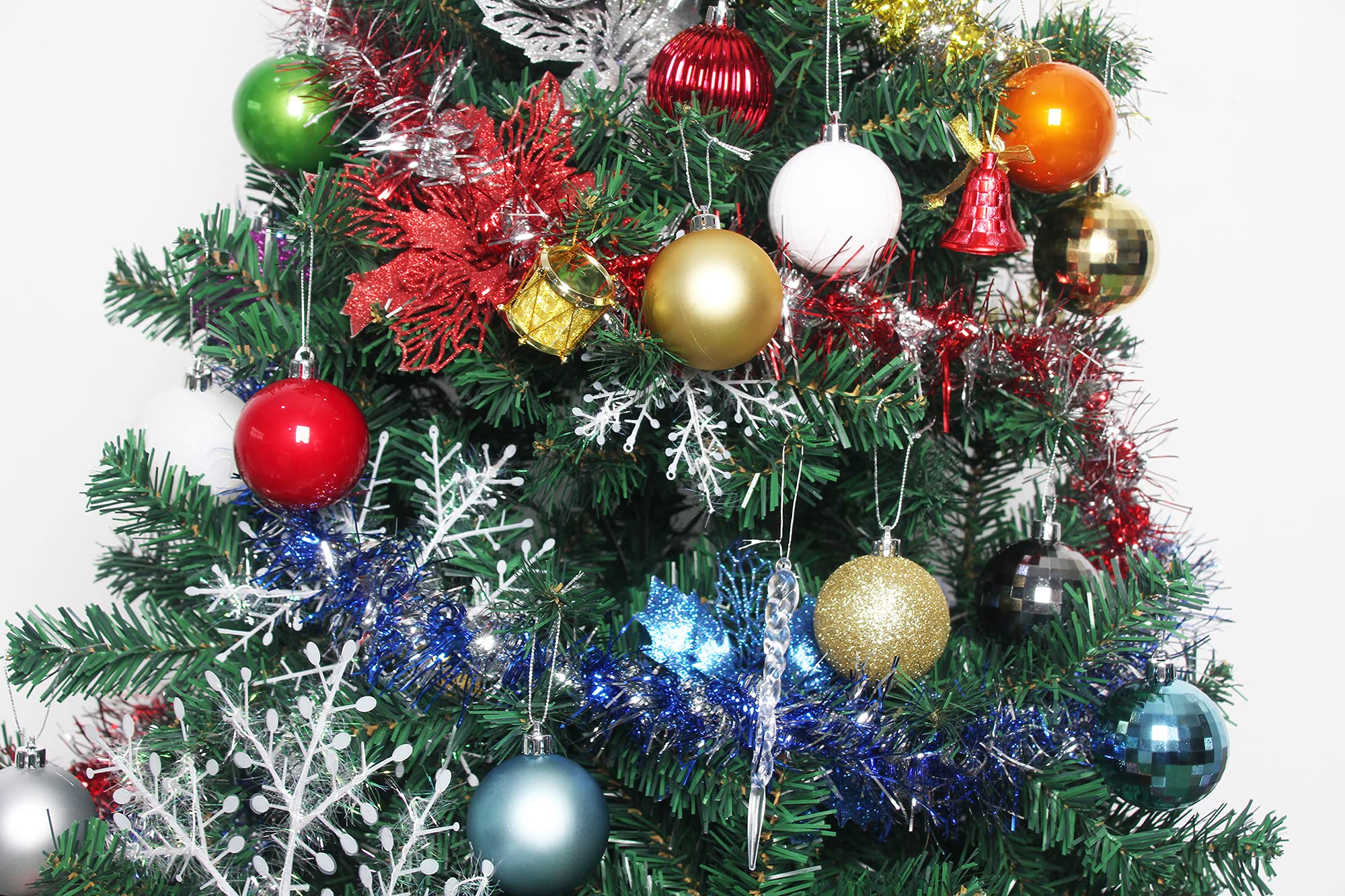 25 Christmas Ball Ornaments Set - 2.36 Inch (60mm) Golden Hanging Balls for Tree Decorations, Holiday Party & Home Decor - 5 Unique Styles - Perfect for Christmas Tree Decorating, Gift Wrapping & Festive Celebrations
