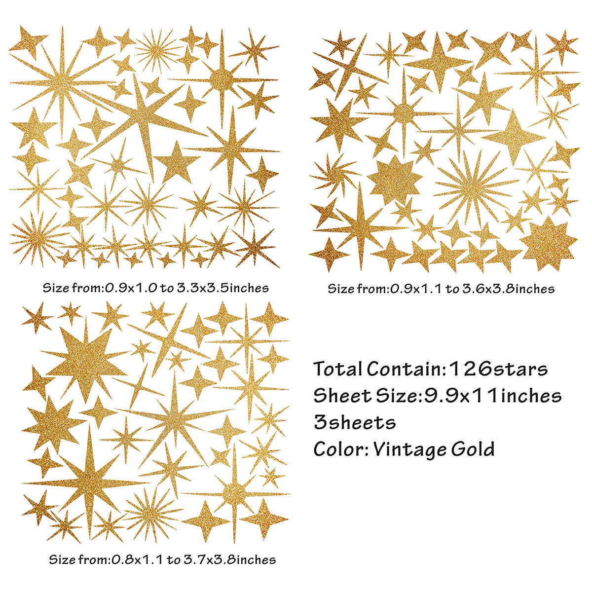 Sparkle Star Wall Decals - Nursery & Kids Room Decor - Removable Peel & Stick for Baby Room