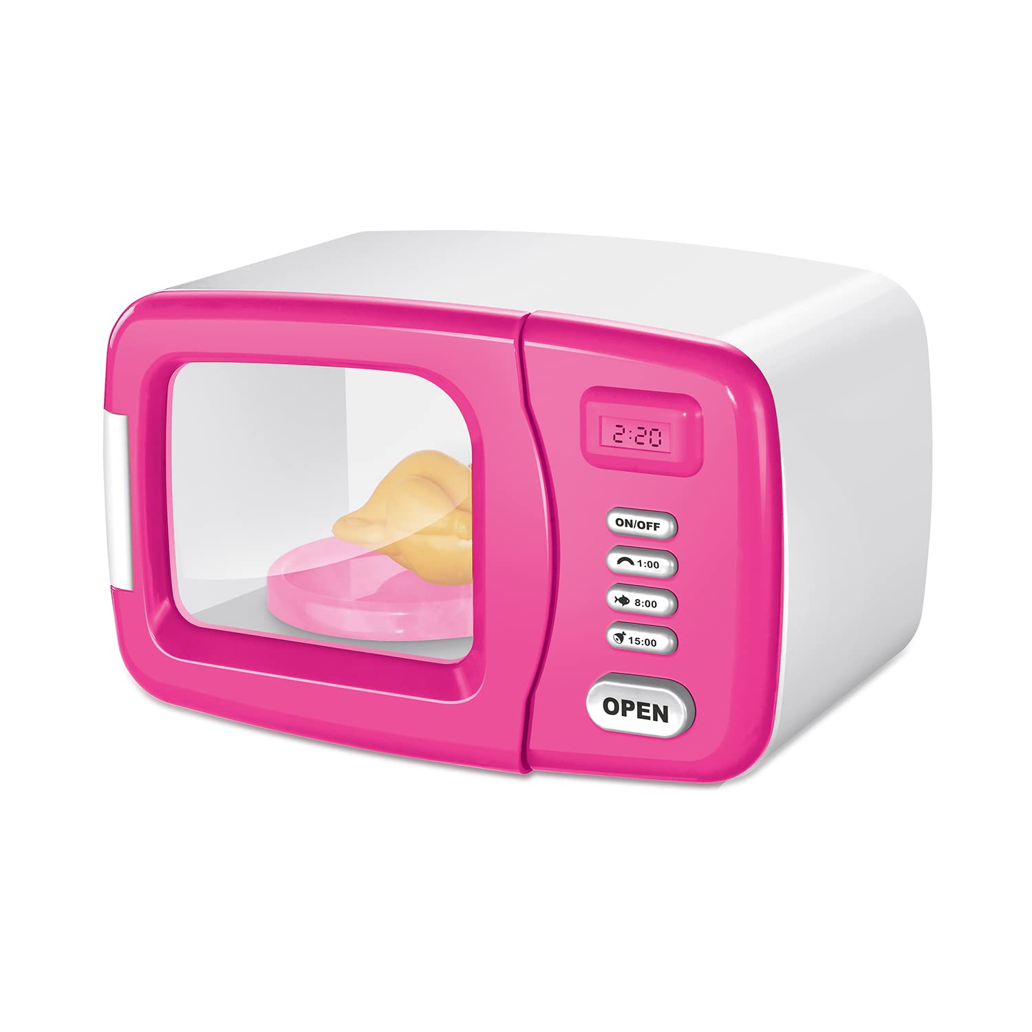 Misco Toys Kids Pretend Play Microwave Oven - Realistic Light & Sound Effects, Interactive Kitchen Toy Set for Toddlers Ages 3+ (Pink) | Perfect for Role Play, Birthday Gifts & Early Learning Development