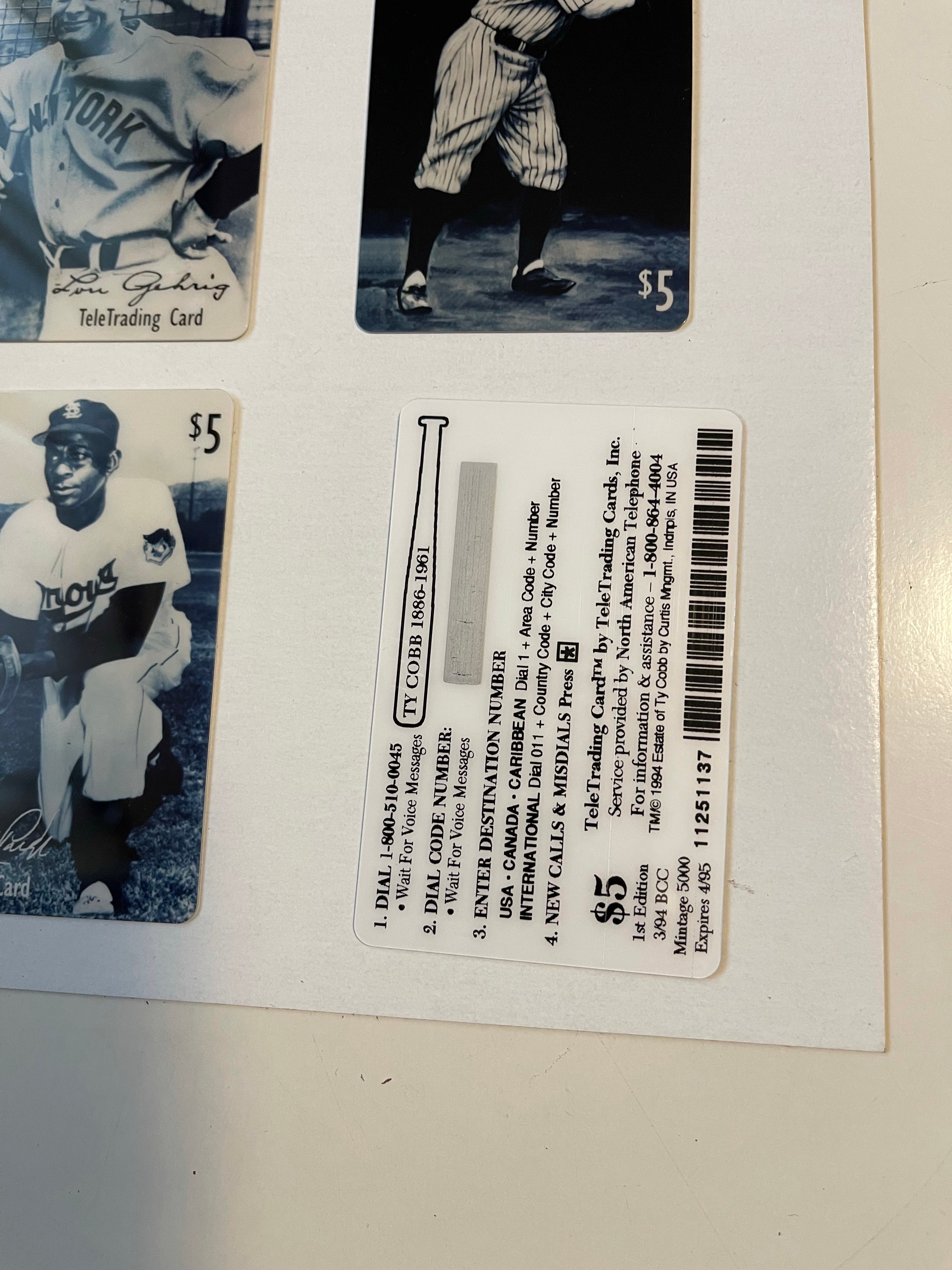 Vintage 1990s Baseball Legends Phone Cards Set - Babe Ruth, Ty Cobb & More | Collectible Sports Memorabilia for Fans & Gift Ideas