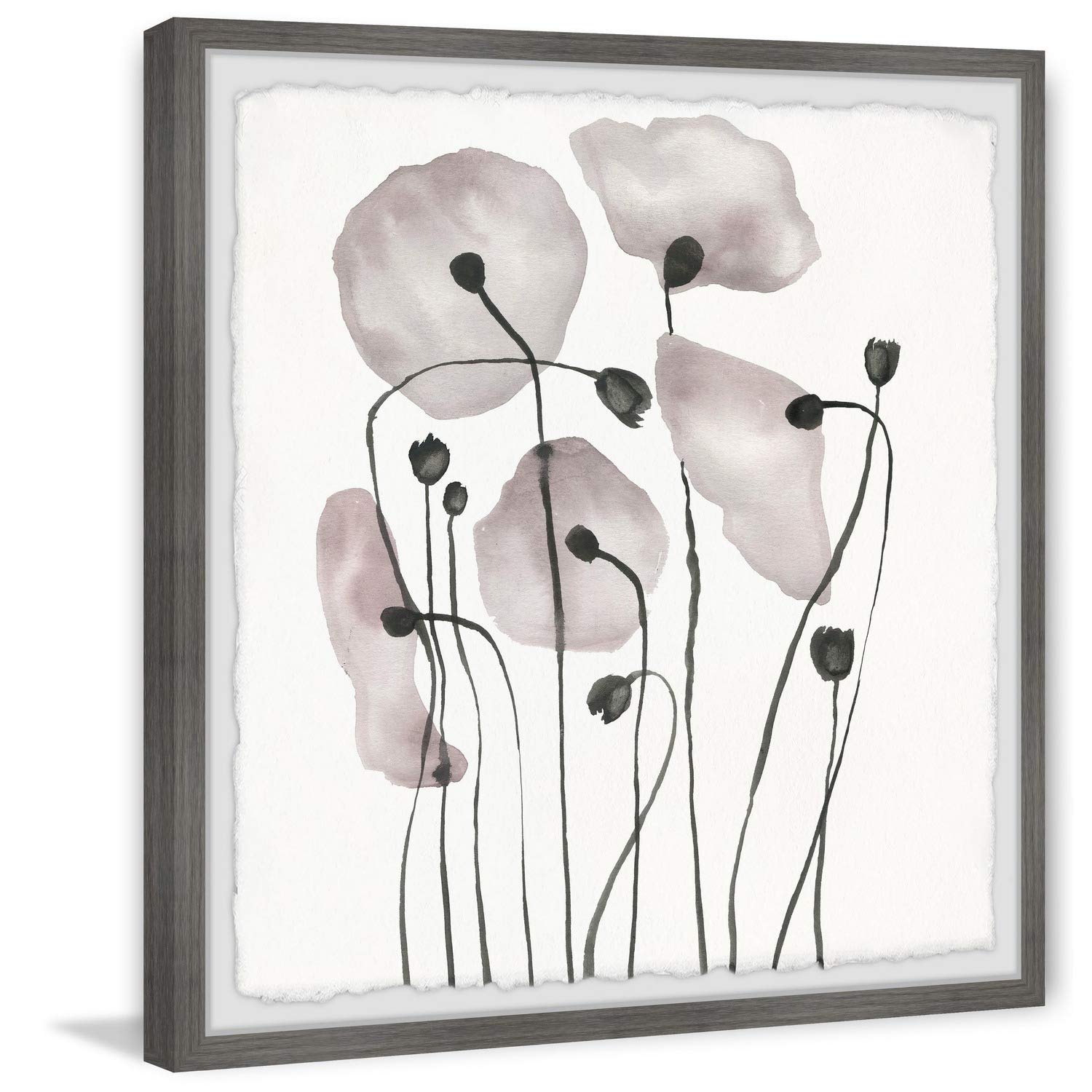 Marmont Hill Pink Poppy Bloom Framed Canvas Art Print 18x18 - Floral Wall Decor for Living Room, Bedroom & Office