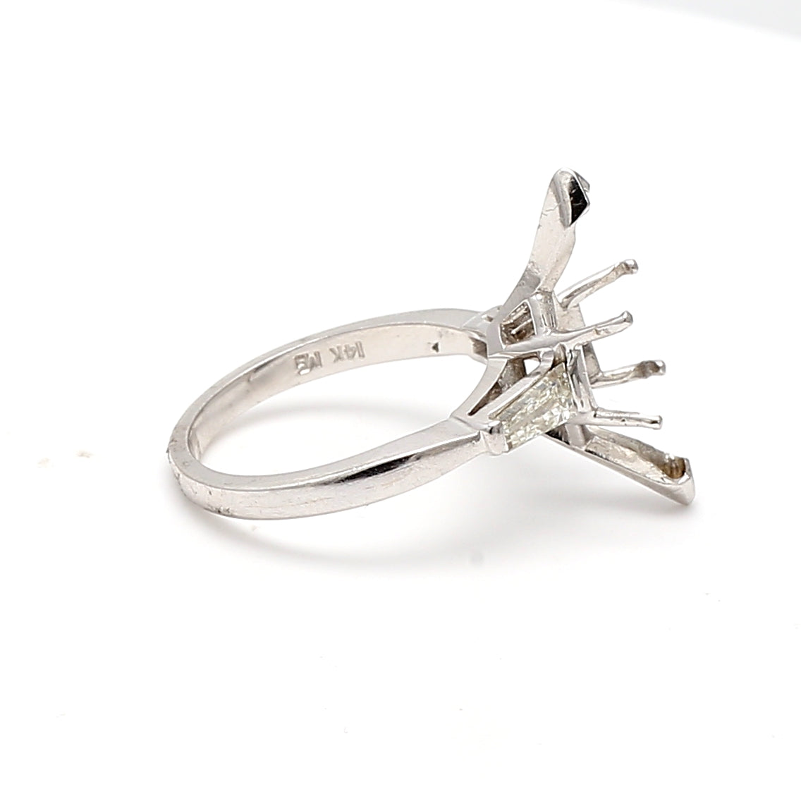 0.48 Carat Tapered Baguette Diamond Ring in 14K White Gold - Elegant Semi Mount Engagement Ring for Women, Perfect for Proposals, Anniversaries & Special Occasions