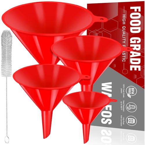 4pcs red plastic funnels