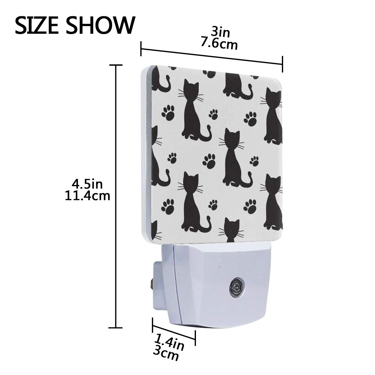 Pfrewn Black Cat Night Light Plug in Set of 2 - Funny Animal LED Night Lights with Auto Dusk-to-Dawn Sensor - Perfect for Bedroom, Bathroom, Kitchen, Hallway & Stairs - Cute Home Decor & Safety Lighting for Kids & Adults