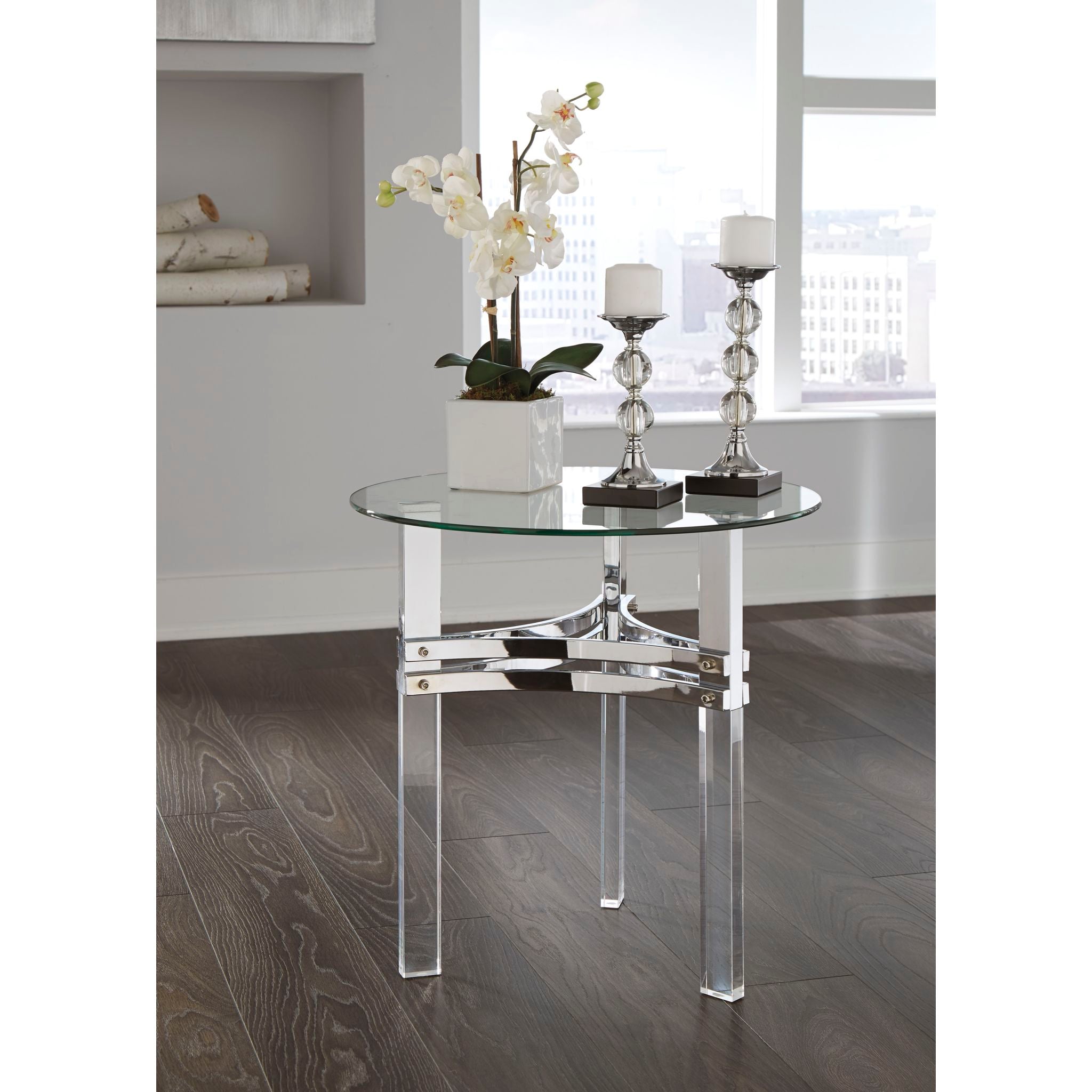 Braddoni Modern End Table with Chrome Finish - Stylish Side Table for Living Room, Bedroom, or Office