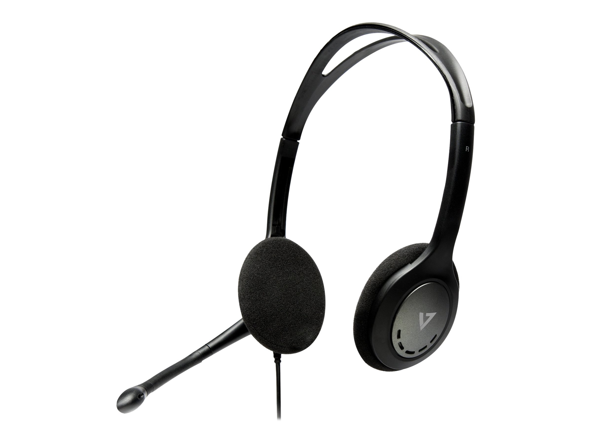 V7 Wired Headset with Noise Cancelling Mic - Comfortable Over-Ear Headphones for Office, Gaming & Calls (Black) - Perfect for Work from Home, Online Classes & Conference Calls