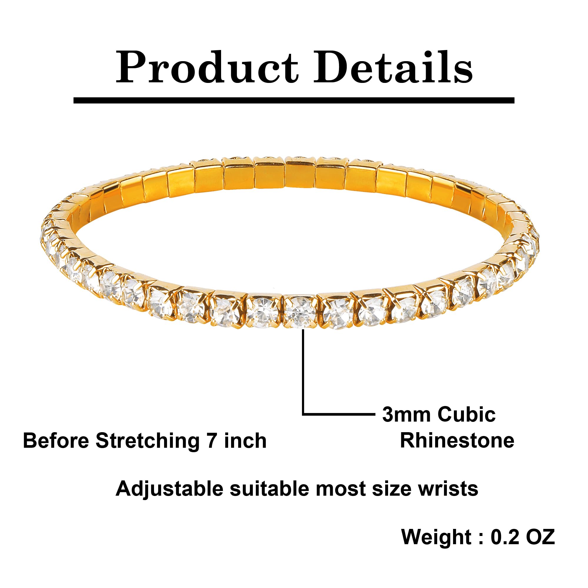 Zealmer Sparkle Multicolor Rhinestone Stackable Stretch Bracelets for Women - Fashion Jewelry for Parties, Weddings & Everyday Wear