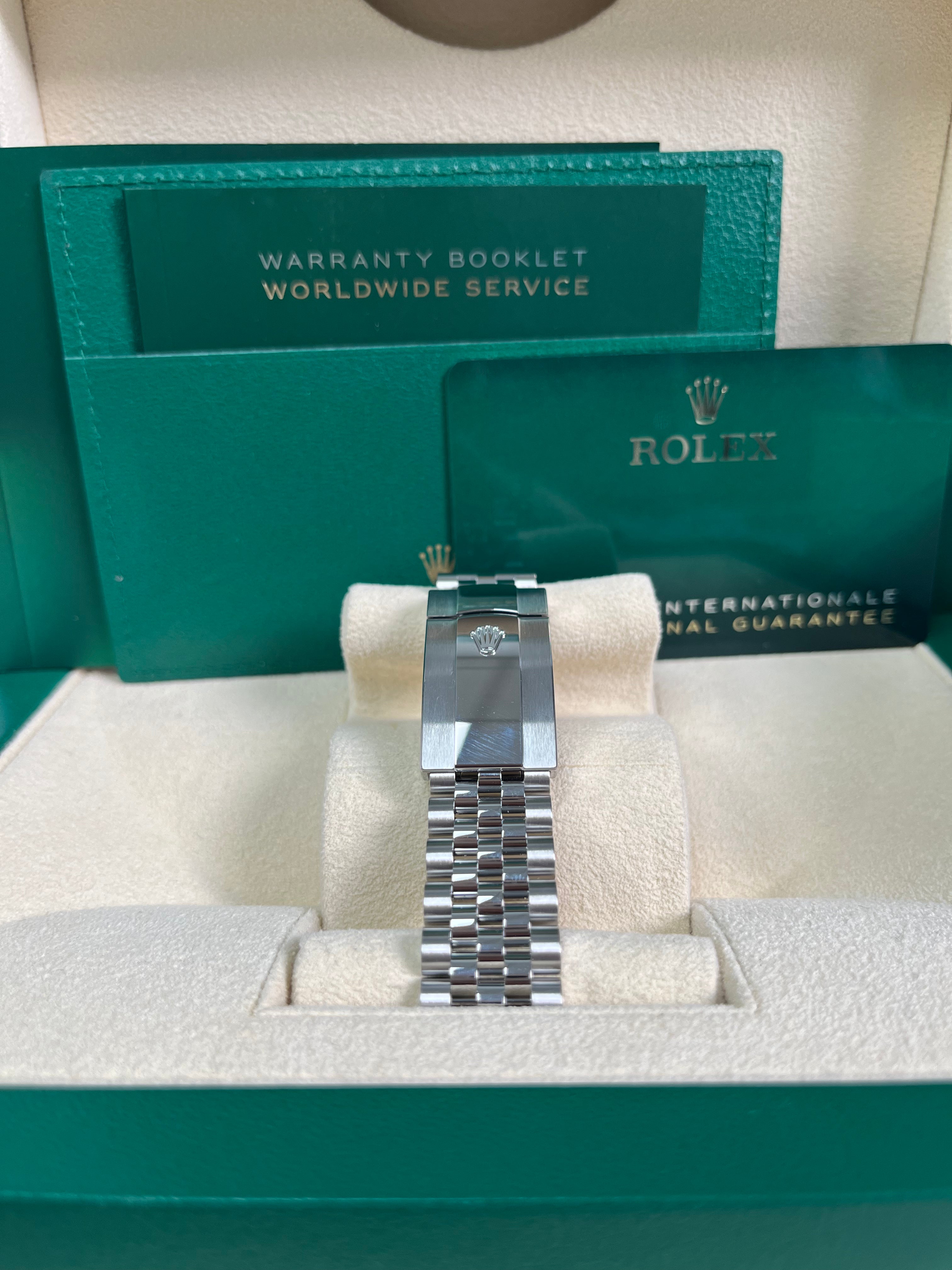 Rolex Datejust 41 Men's Watch - Two Tone 18k White Gold & Steel, Grey Slate Wimbledon Green Dial, Fluted Bezel, Jubilee Bracelet (Ref# 126334) | Luxury Dress Watch for Business & Formal Occasions