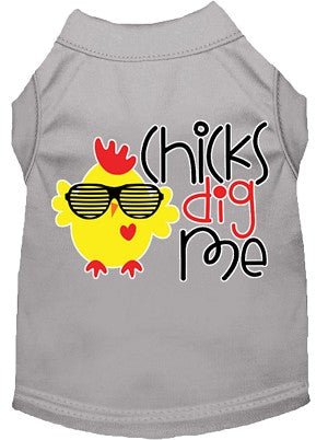 Chicks Dig Me Funny Dog T-Shirt - Soft Cotton Pet Apparel in Multiple Colors - Perfect for Dog Lovers & Pet Costume Parties