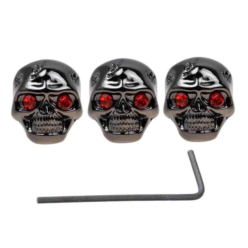3PCS Skull Head Electric Guitar Volume Tone Control Knobs - Metal Knobs with Allen Wrench for Electric Guitar & Bass (Black) - Perfect for Rock, Metal & Stage Performances