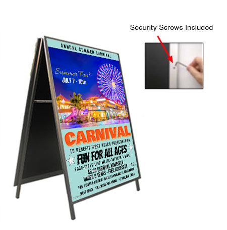 12x36 A-Frame Sign Holder with Security Screws - 1.25