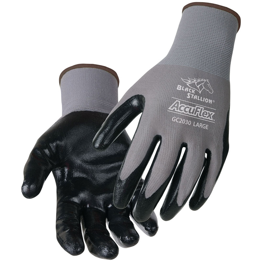 Black Stallion GC2030 Cut Resistant Nitrile Coated Nylon Gloves - Large Size, Gray (GY), A1 Protection Level - Ideal for Construction, Automotive & Industrial Work Safety