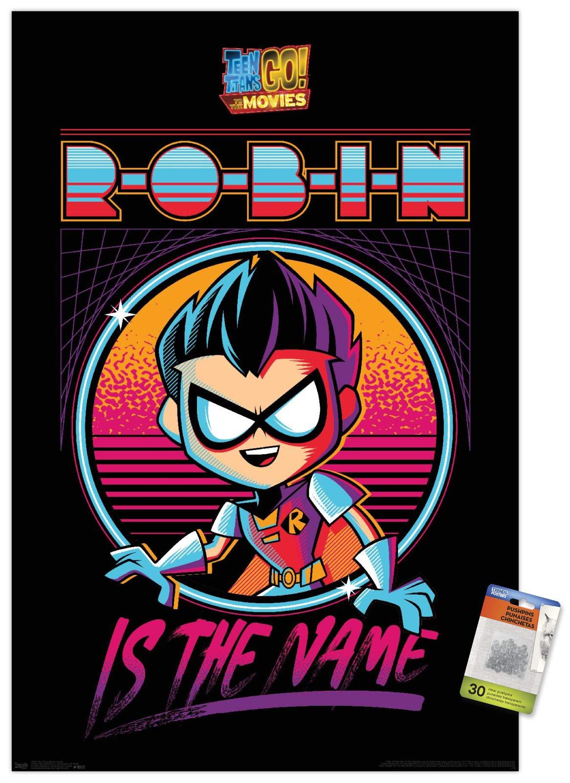 DC Comics Teen Titans Go! To The Movies Robin Wall Poster with Push Pins - Perfect for Superhero Bedroom Decor & Movie Themed Party Supplies