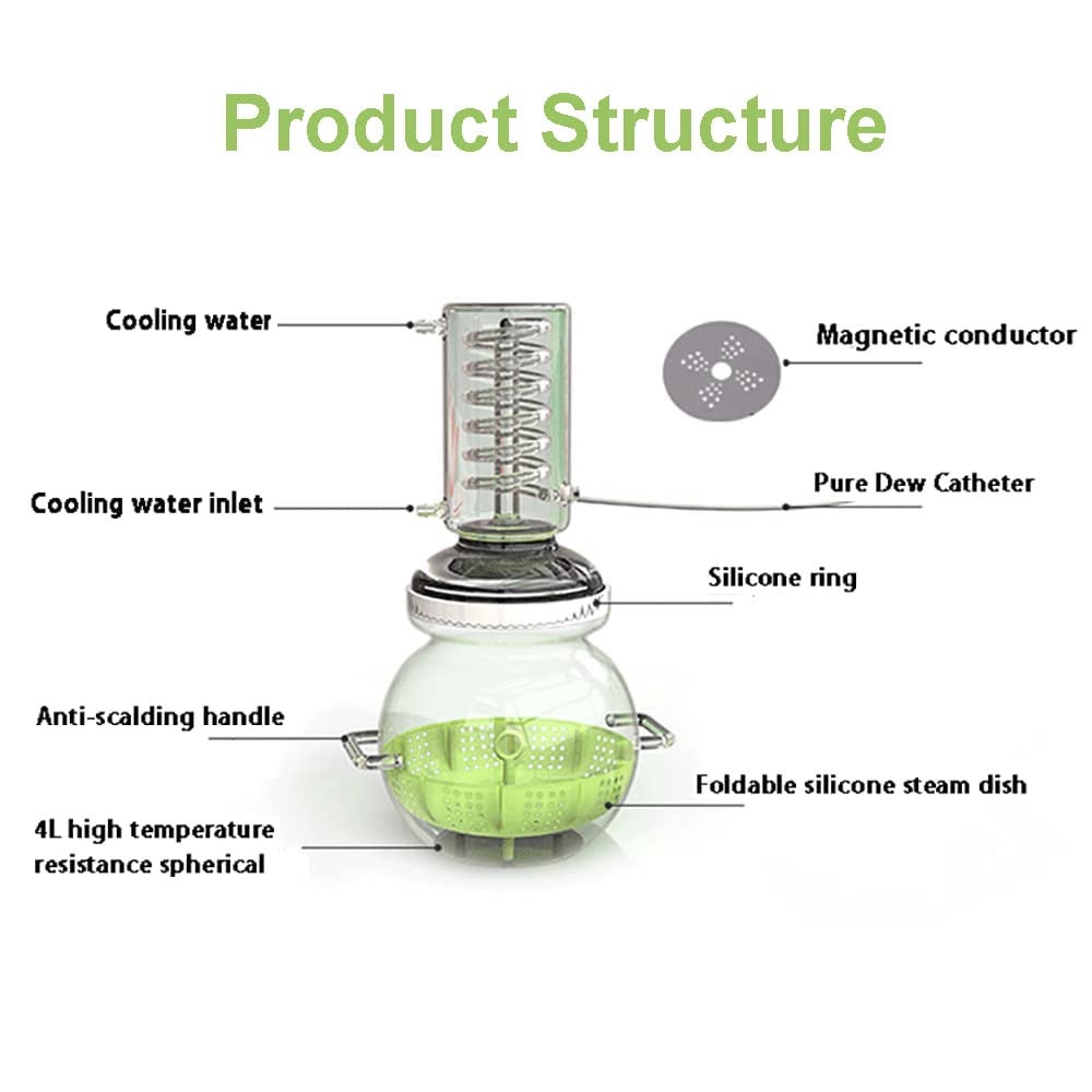 Premium 4000ML Essential Oil Distillation Kit - Glass Water Distiller Purifier with Oil Separator for Hydrosol, Moonshine & Aromatherapy | Home DIY, Herbal Extraction & Laboratory Use