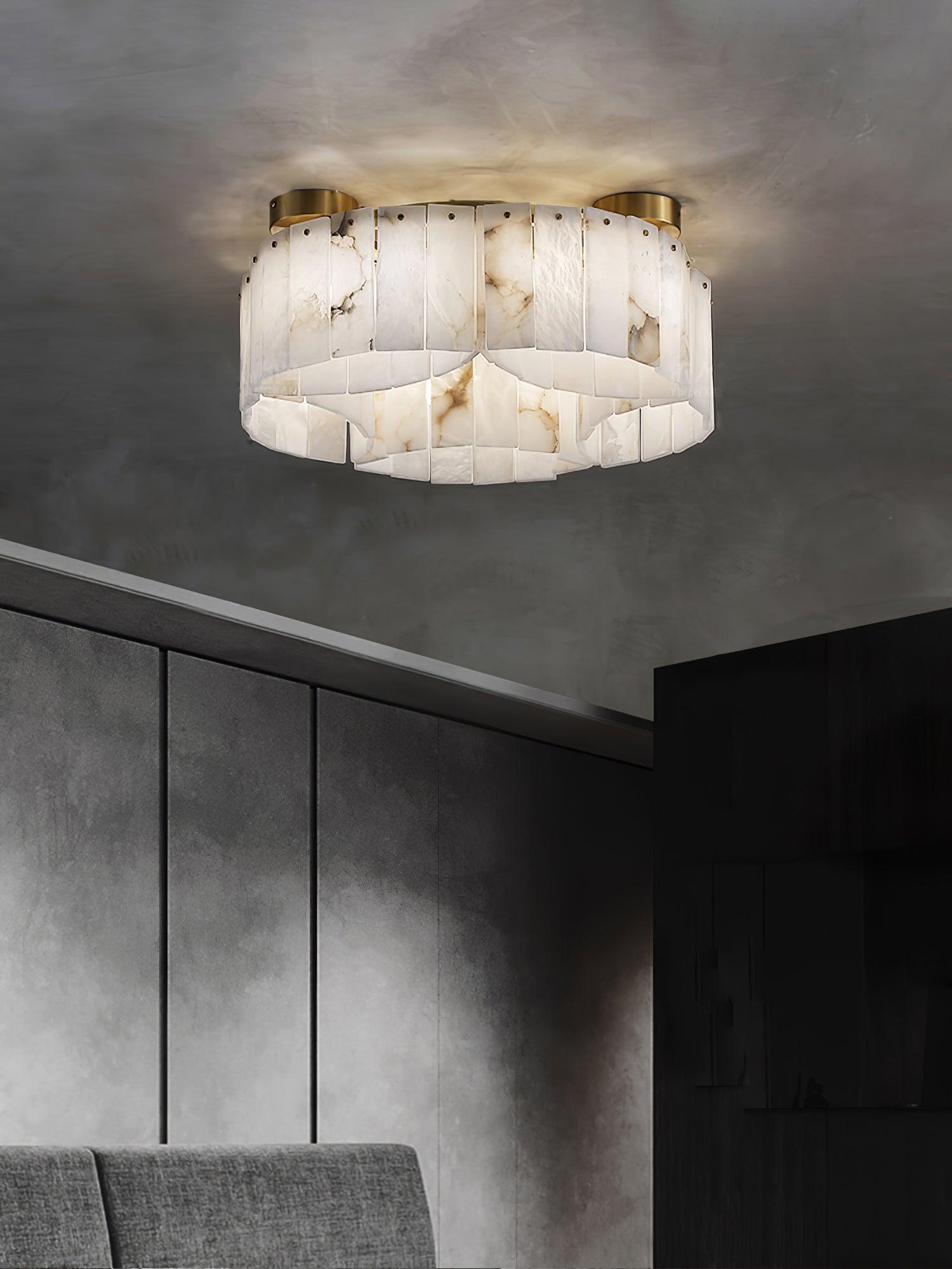 Luxury Alabaster Brass Ceiling Light Fixture - Modern Chandelier for Dining Room, Bedroom & Living Room Lighting Decor