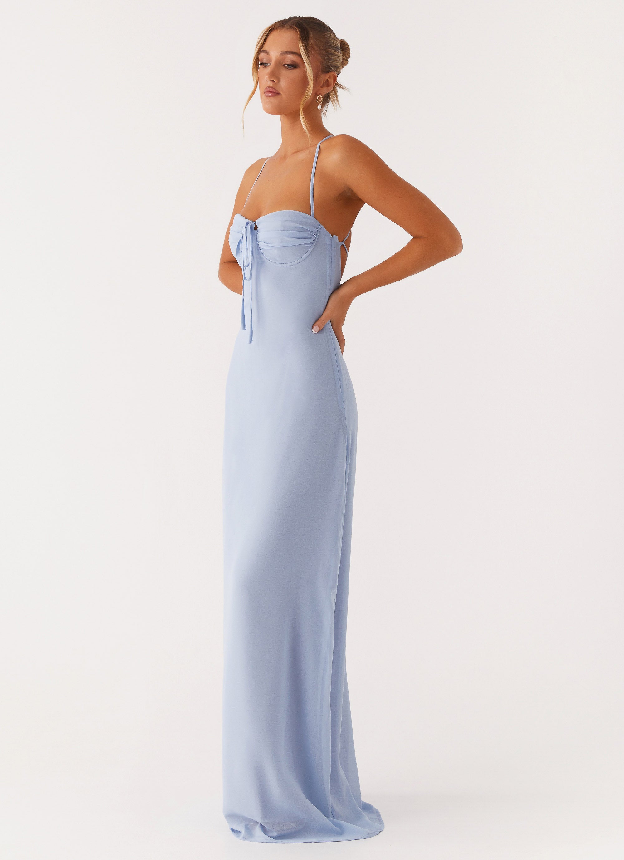 Aveline Bustier Maxi Dress in Blue - Elegant Long Flowy Summer Dress for Women | Perfect for Beach Vacations, Weddings & Date Nights