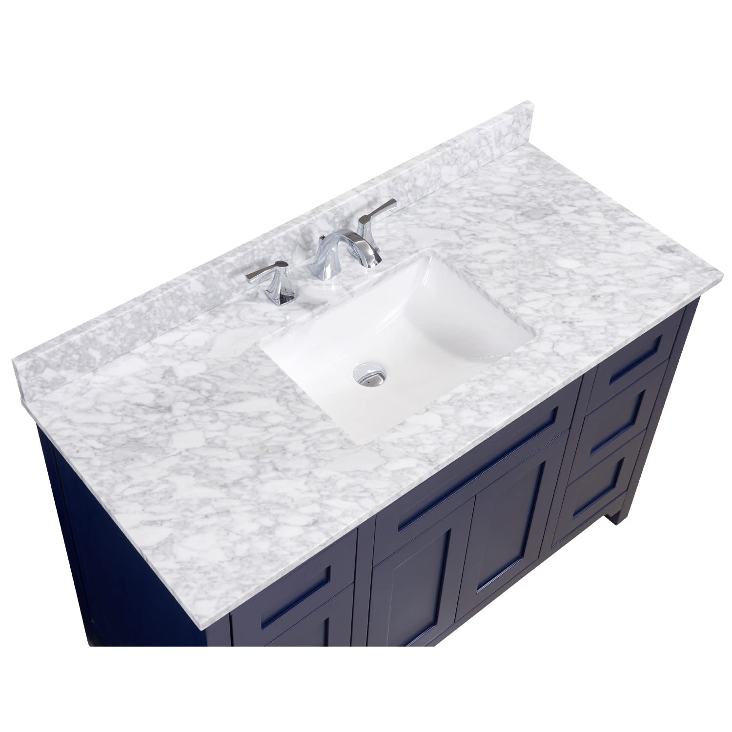 49-inch Carrara White Natural Marble Bathroom Vanity Top with Integrated White Basin - Perfect for Modern Master Bath & Powder Room Renovations