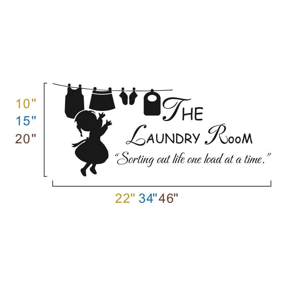 Laundry Room Wall Decal - 'Sorting Out Life One Load at A Time' Vinyl Sticker with Laundry Girl Design (Dark Brown, Large) - Perfect for Laundry Room Decor, Laundromat, or Home Organization