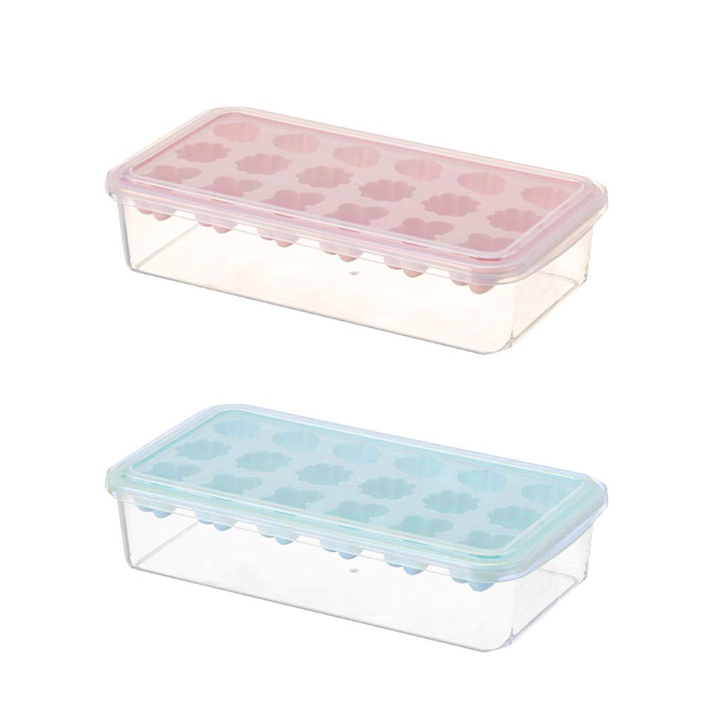 2pcs Silicone Ice Cube Trays with Lids - BPA Free, Flexible & Easy to Use - Perfect for Cocktails, Iced Coffee & Home Freezing (Blue) - Great for Parties, BBQs & Daily Beverage Chilling