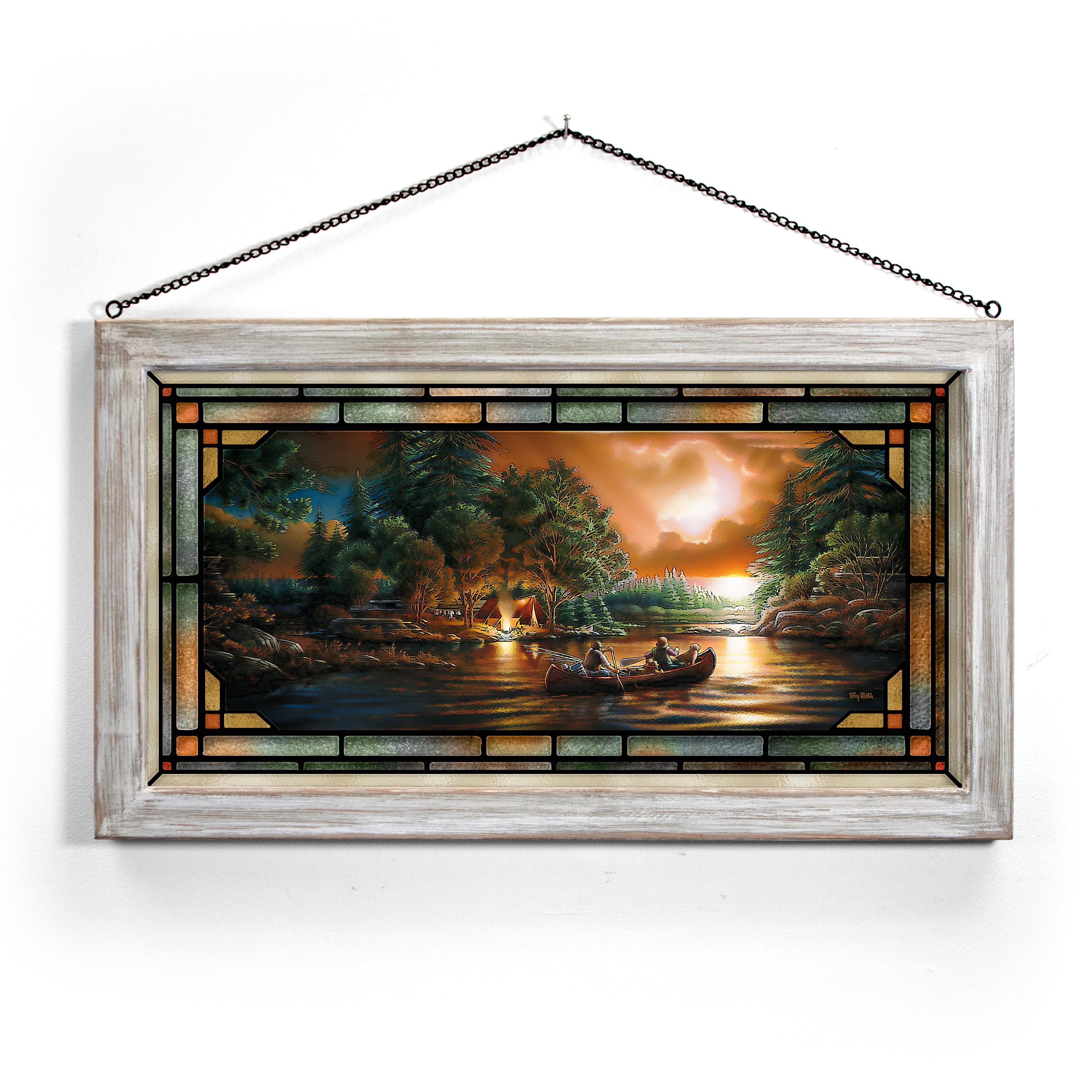 13 x 23 Stained Glass Art Panel - Handcrafted Evening Rendezvous Design - Perfect for Home Decor, Church Windows & Gift Giving