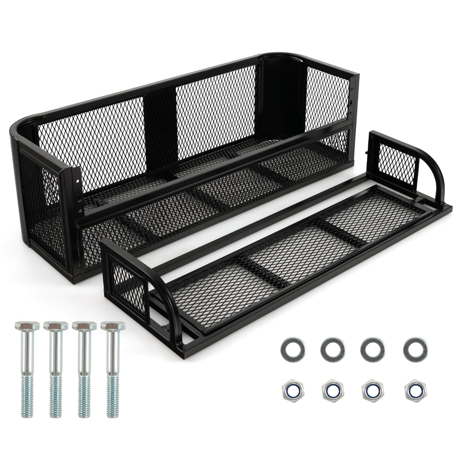 Heavy-Duty ATV/UTV Rear Drop Basket Rack - Universal Back Cargo Storage with Steel Mesh Design - Detachable Luggage Carrier (41