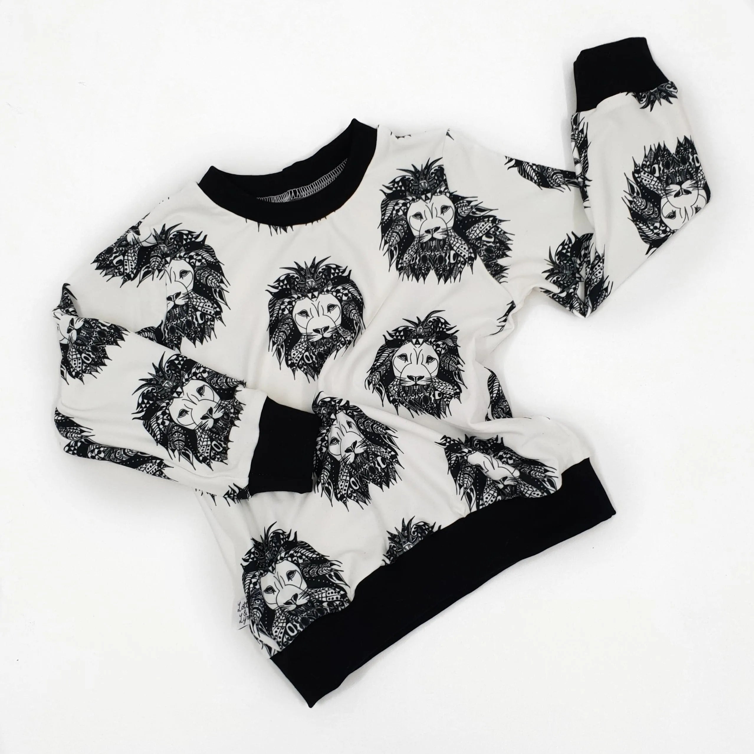 Organic Aztec Lion Print Long Sleeve Baby & Kids Cotton Top - Soft & Comfortable for Playtime, School & Family Outings