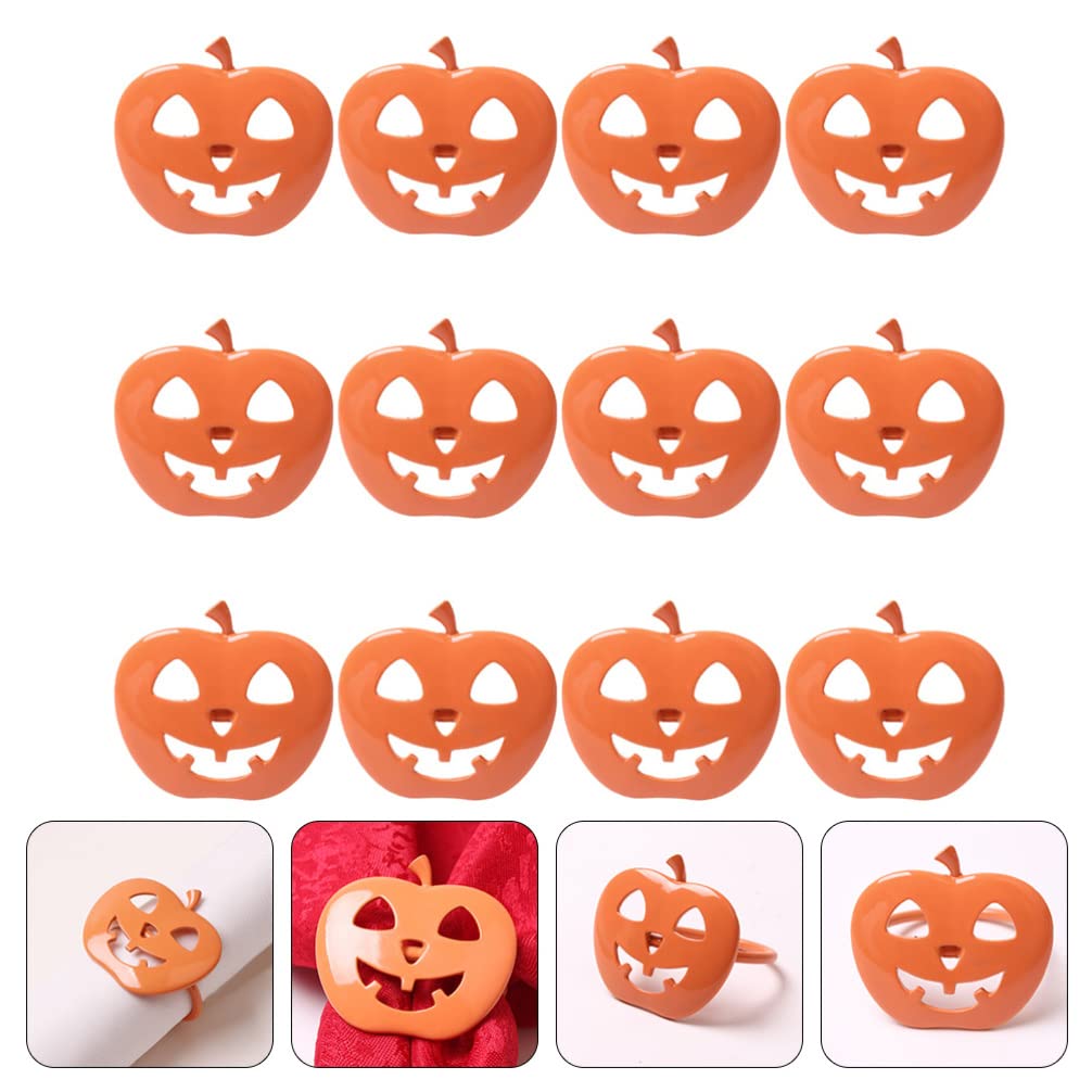 ABOOFAN Set of 12 Halloween Pumpkin Napkin Rings - Orange Thanksgiving Dinner Table Decor for Weddings, Parties & Family Gatherings - Perfect for Fall Festive Table Settings