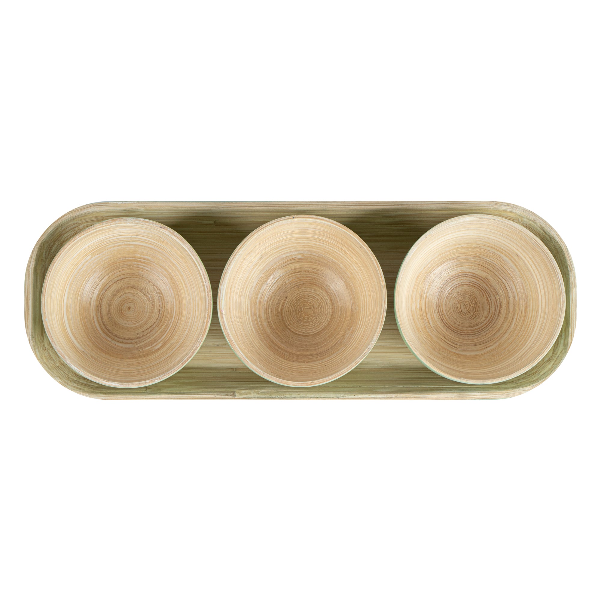 Eco-Friendly Bamboo Bowl Set with Tray - 3 Piece Reusable Dinnerware, 11.75