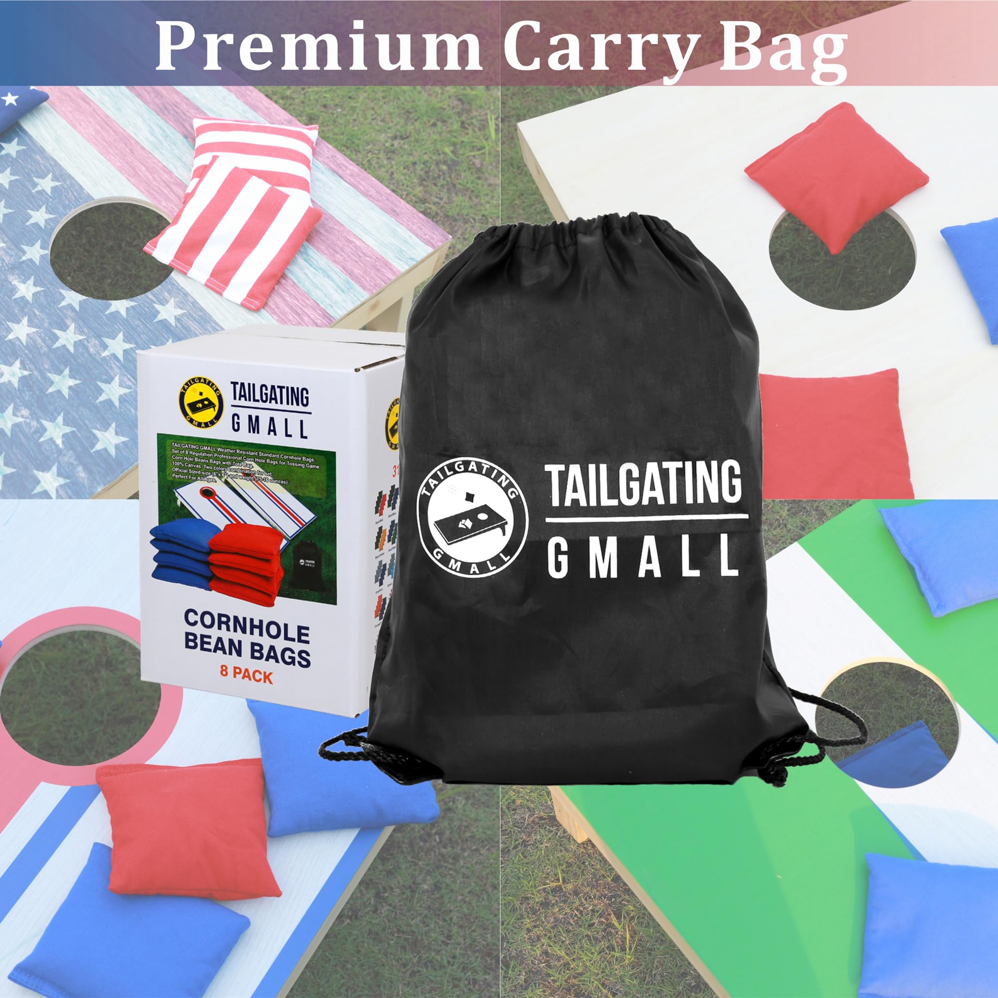 Professional Regulation Cornhole Bags Set of 8 - Weather Resistant Bean Bags for Corn Hole Game - Perfect for Backyard Parties, Tailgating & Outdoor Family Fun
