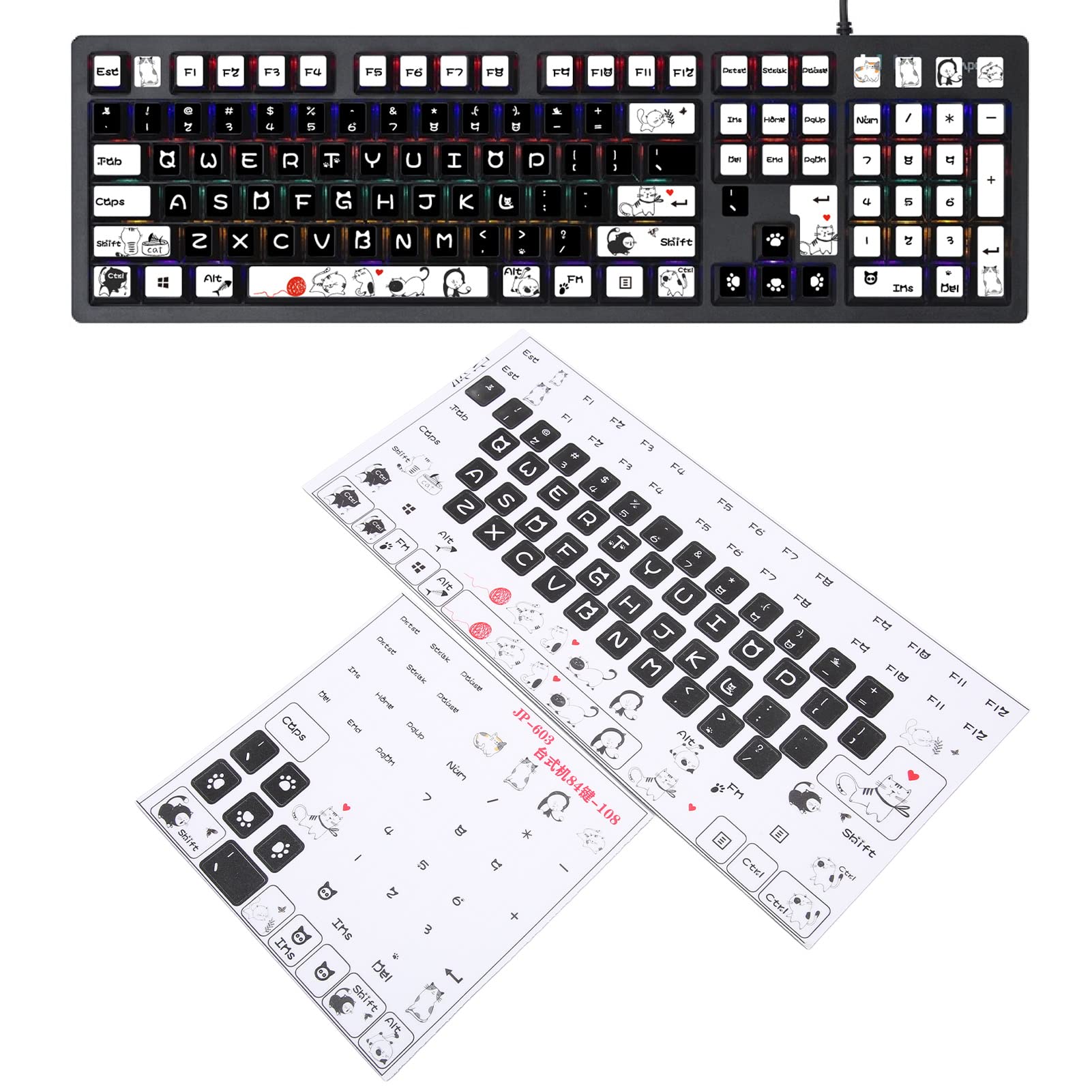 Zunate Universal English Keyboard Stickers - PVC Clear Frosted Laptop Keyboard Stickers with Cute White Lettering for MacBook, PC, Notebook & Desktop | Perfect for Office, School & Gaming Setup