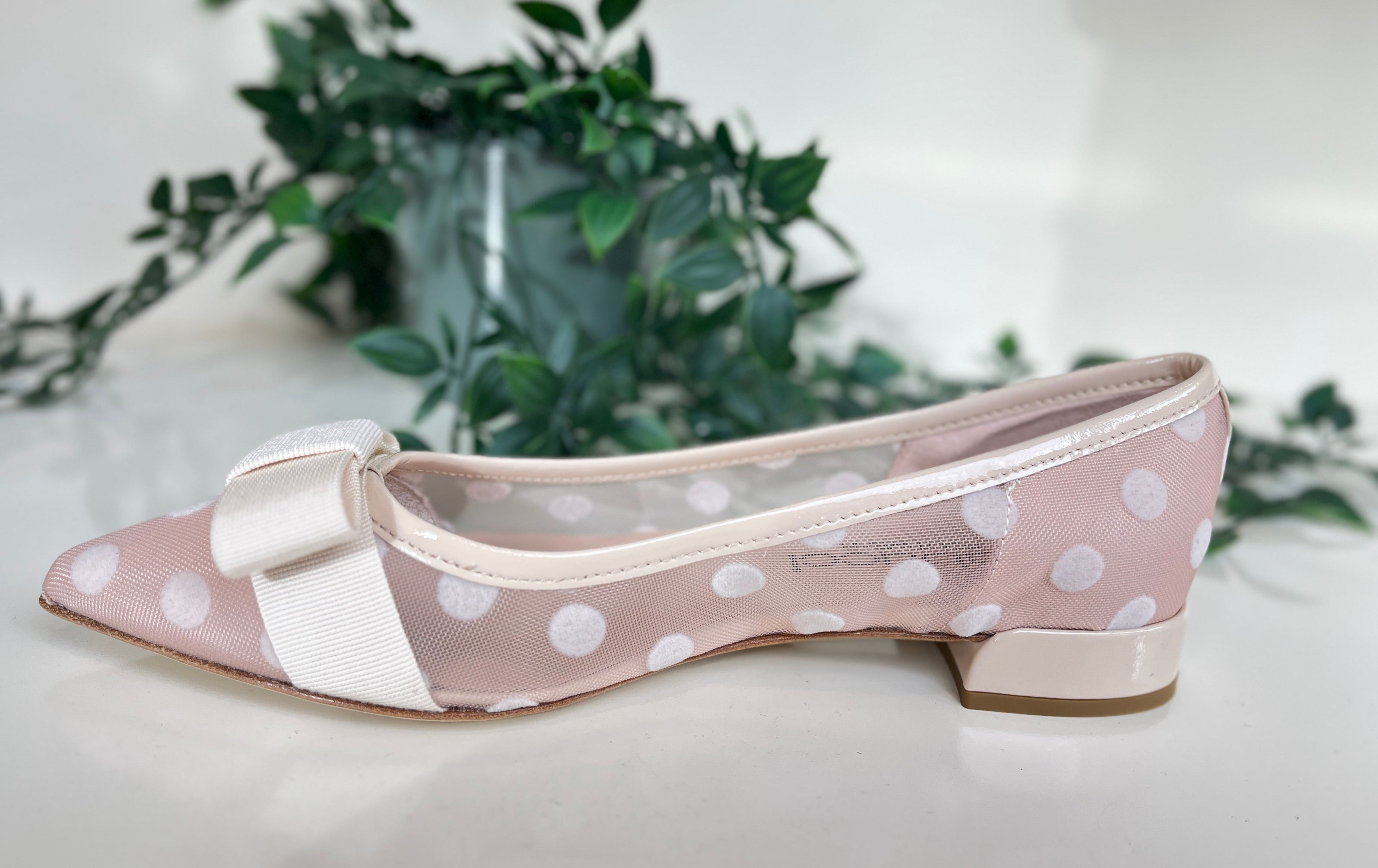 Fabucci Women's Cream Polka Dot Ballet Flats - Comfortable Slip-On Shoes for Casual Wear, Office & Travel (Style A8009R)