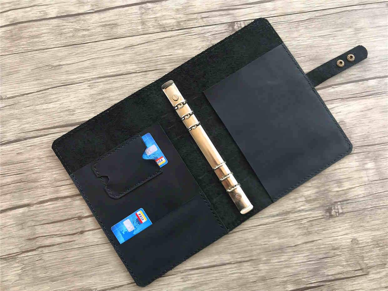 Premium Black Embossed Leather Notebook Organizer - Professional Journal Planner for Office, School & Travel - Perfect Gift for Writers & Students