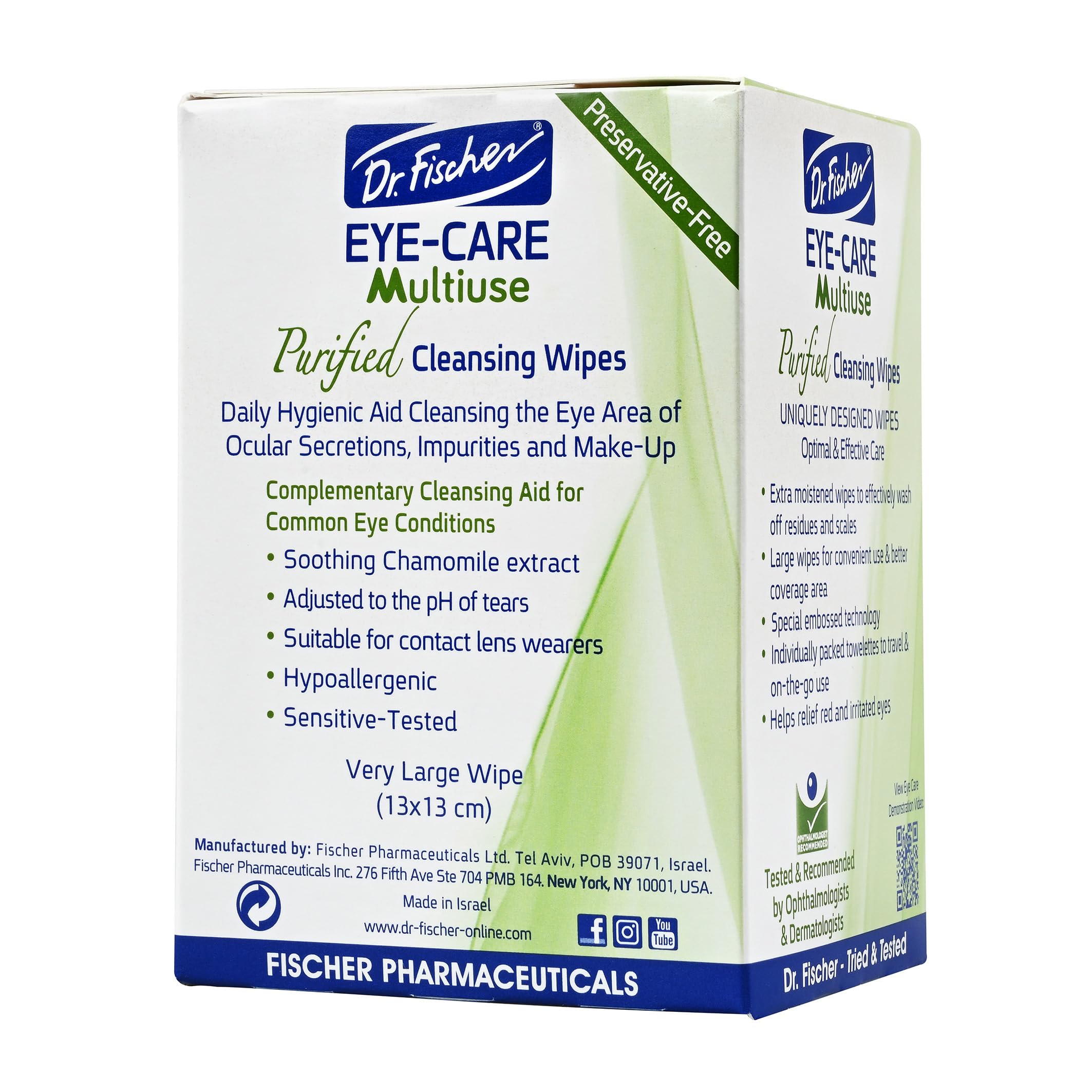 Dr. Fischer Hypoallergenic Eye Wipes & Eyelid Cleanser Foam - Gentle Demodex Blepharitis Relief for Sensitive Eyes | Daily Eyelash Hygiene & Allergy Care | Perfect for Contact Lens Wearers & Post-Makeup Removal