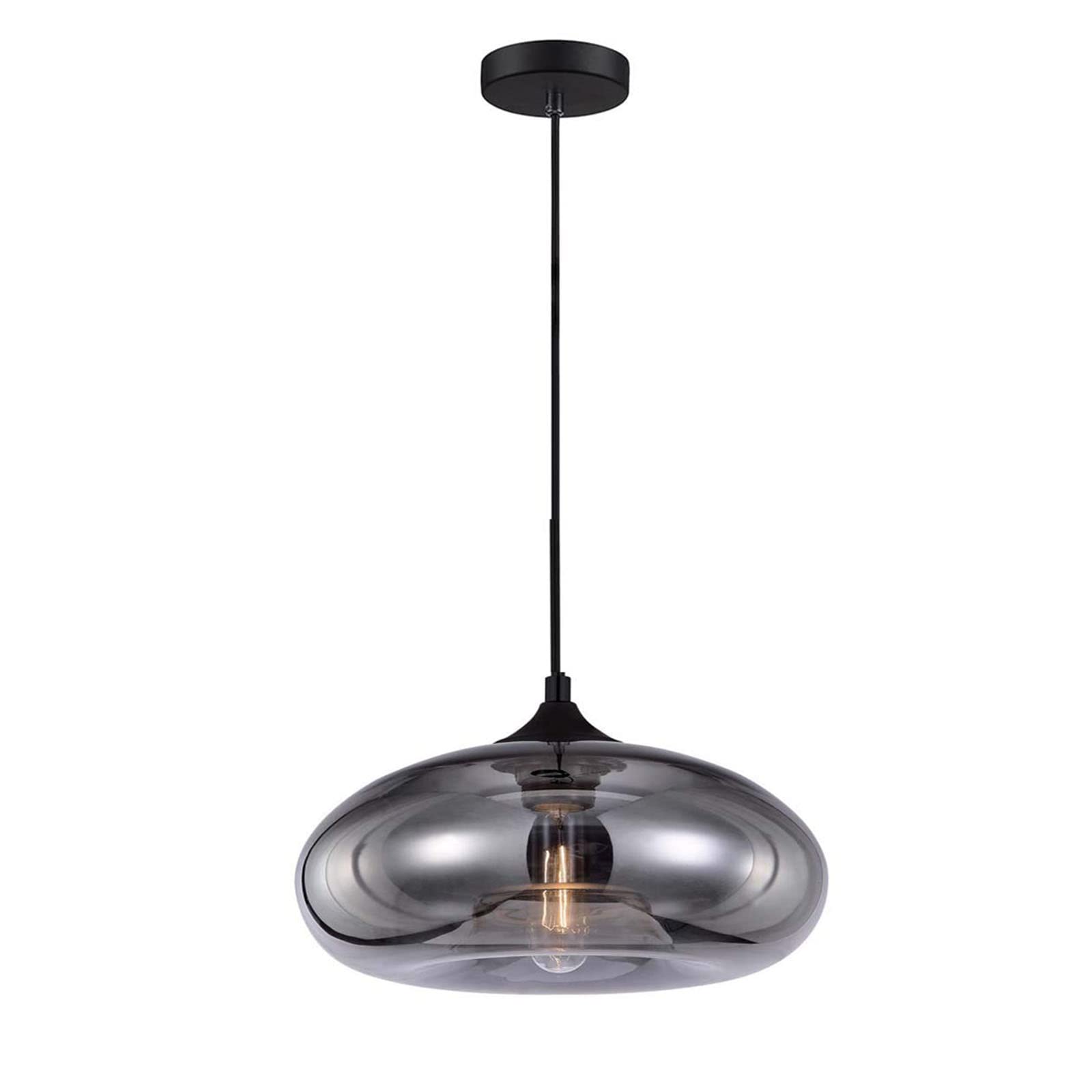 Vintage Industrial Glass Pendant Light - 1-Light Farmhouse Ceiling Lamp for Kitchen Island, Dining Room, Bedroom & Loft Decor (Silver Finish, Model YG-03) | Perfect for Bar, Restaurant & Home Lighting