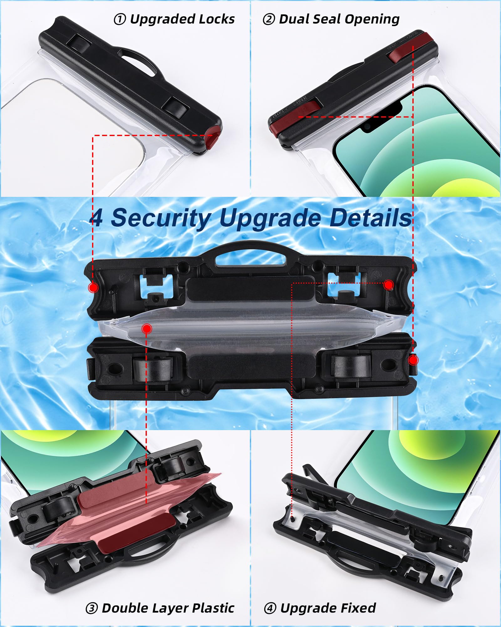 2025 Waterproof Phone Pouch (2 Pack) - IPX8 Certified Dry Bag for iPhone 16/15/14/13/12 Pro Max & Galaxy Phones - Essential Cruise, Beach, Kayak & Travel Accessories for Swimming, Snorkeling & Outdoor Adventures