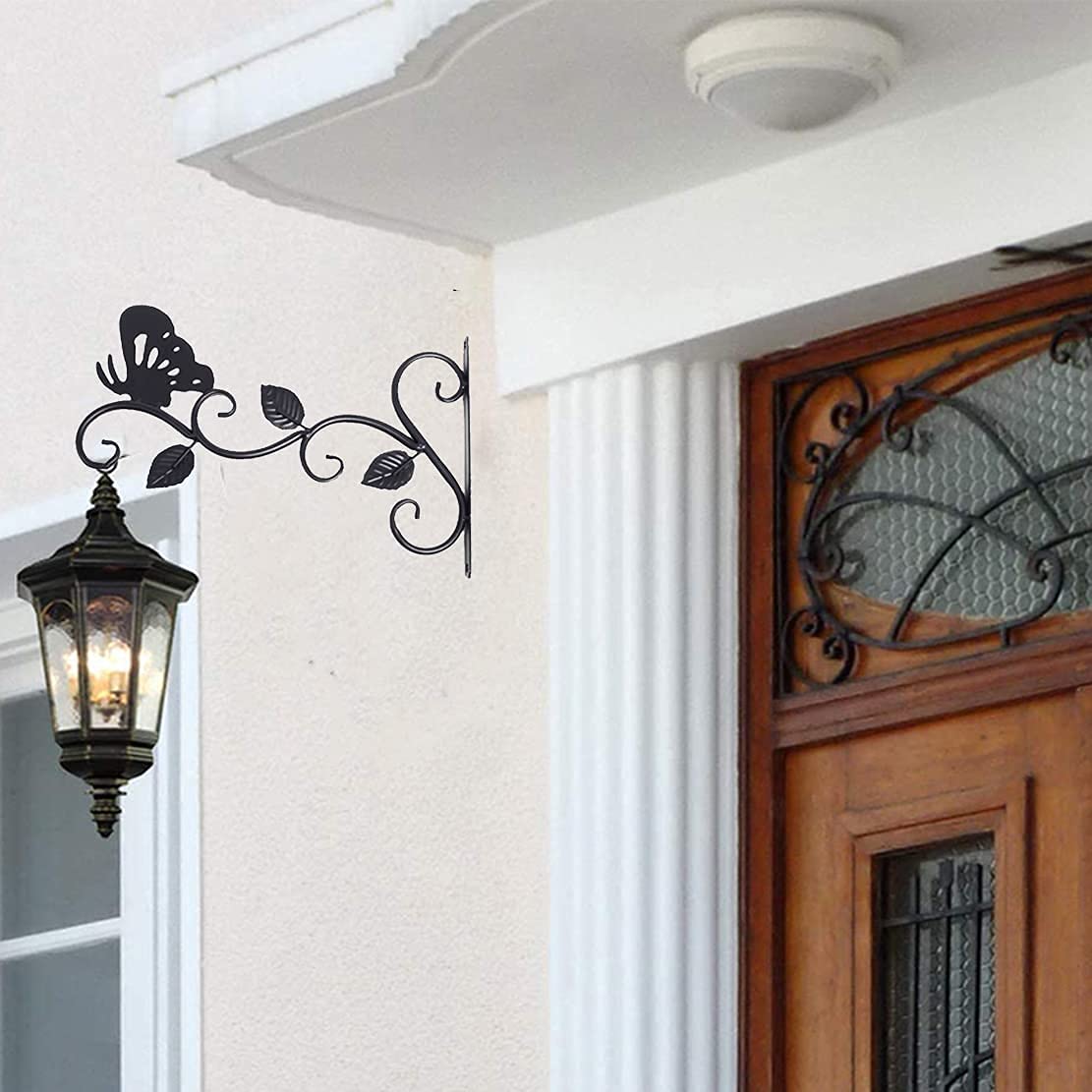2 Pack 12 Inch Hanging Plant Brackets - Heavy Duty Wall Mounted Hooks for Outdoor Hanging Baskets, Bird Feeders, Flower Pots & Lanterns - Butterfly Design for Garden, Patio & Balcony Decor