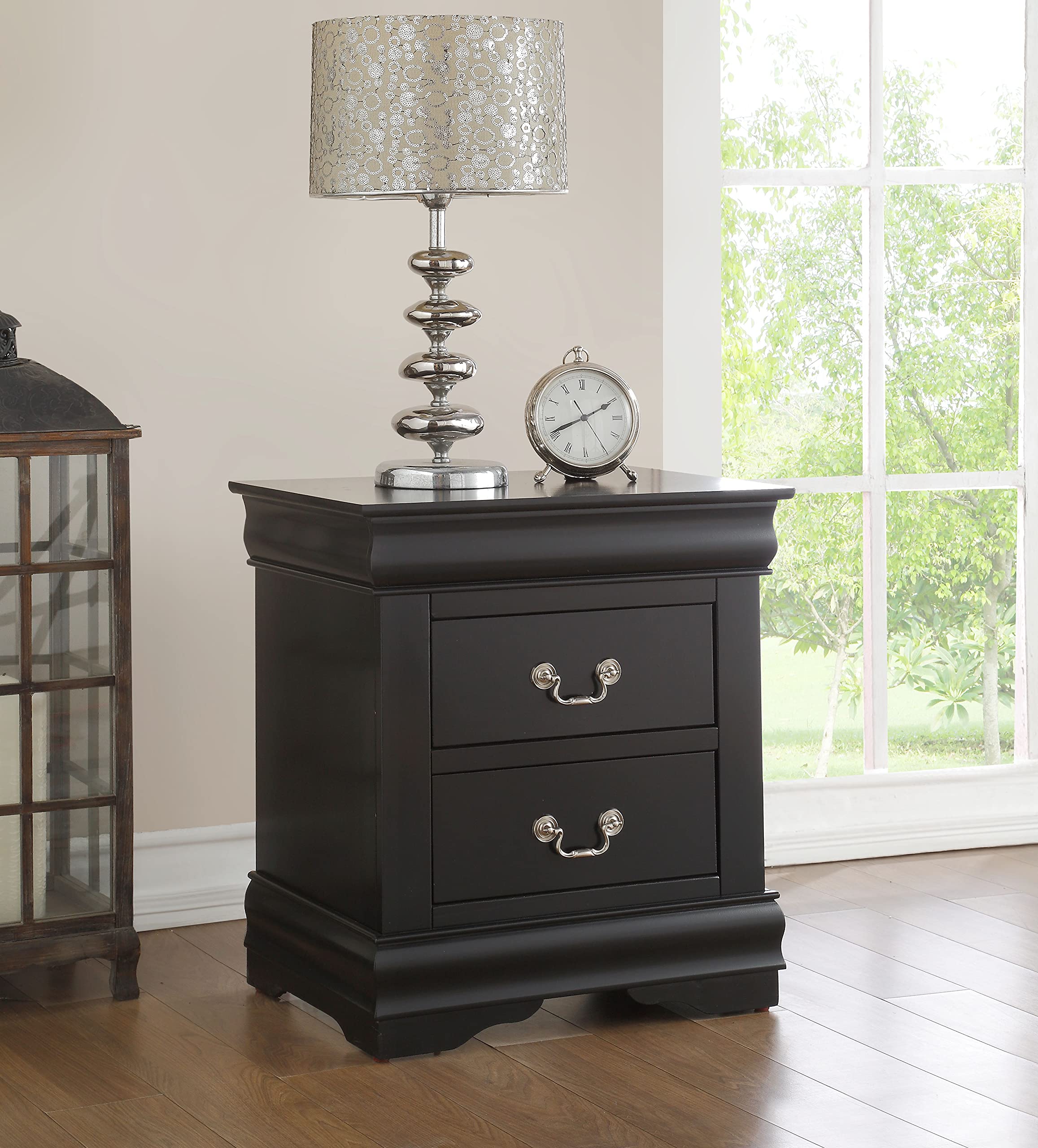 Modern 2-Drawer Nightstand with Storage - Compact Bedside Table for Bedroom & Living Room - Sturdy End Table with Smooth Gliding Drawers - Perfect for Small Spaces, Apartments & Dorm Rooms (Black)