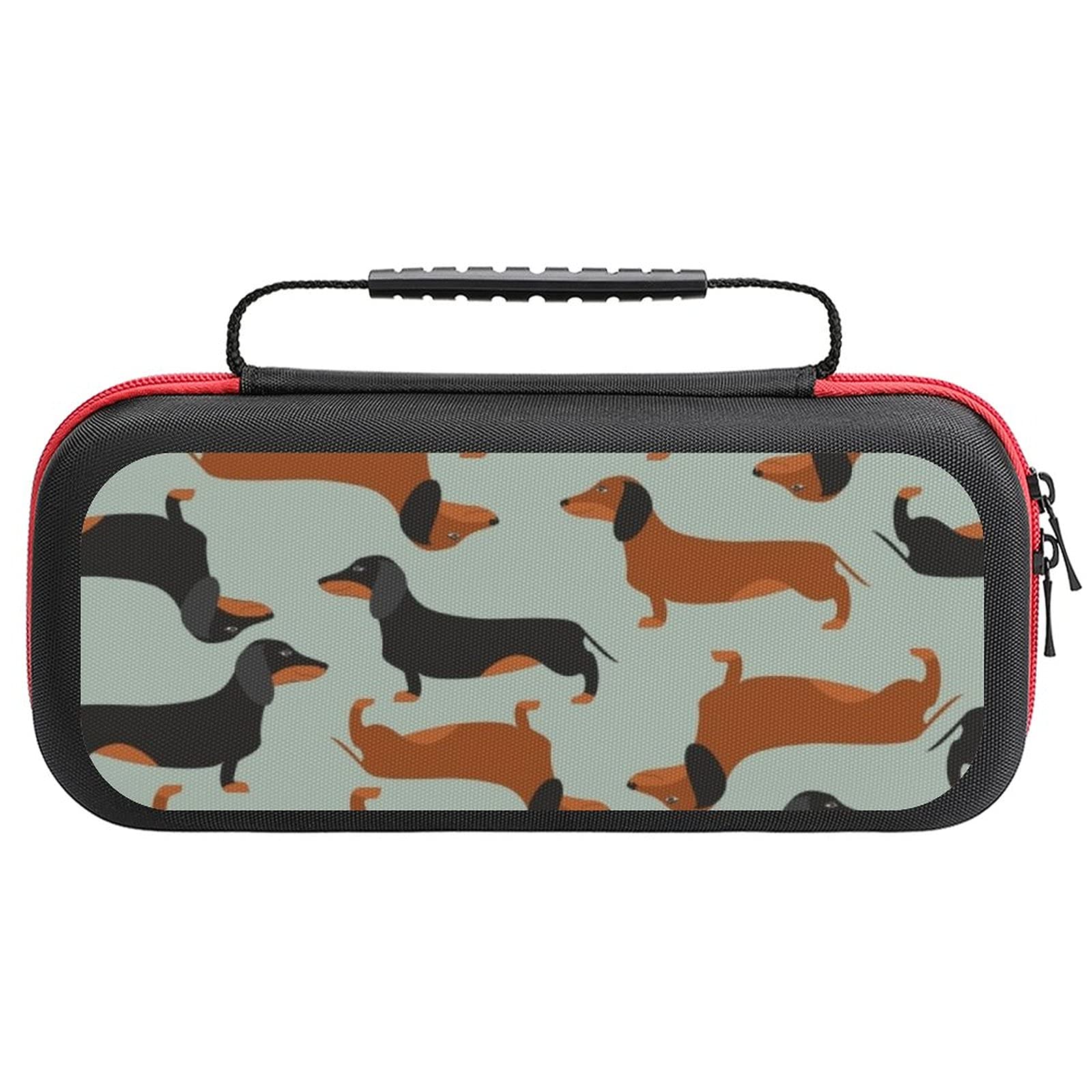 Cartoon Dachshund Printed Travel Case for Nintendo Switch Lite - Portable Storage Bag for Console & Accessories - Perfect for Gaming On The Go, Travel Protection, and Home Organization
