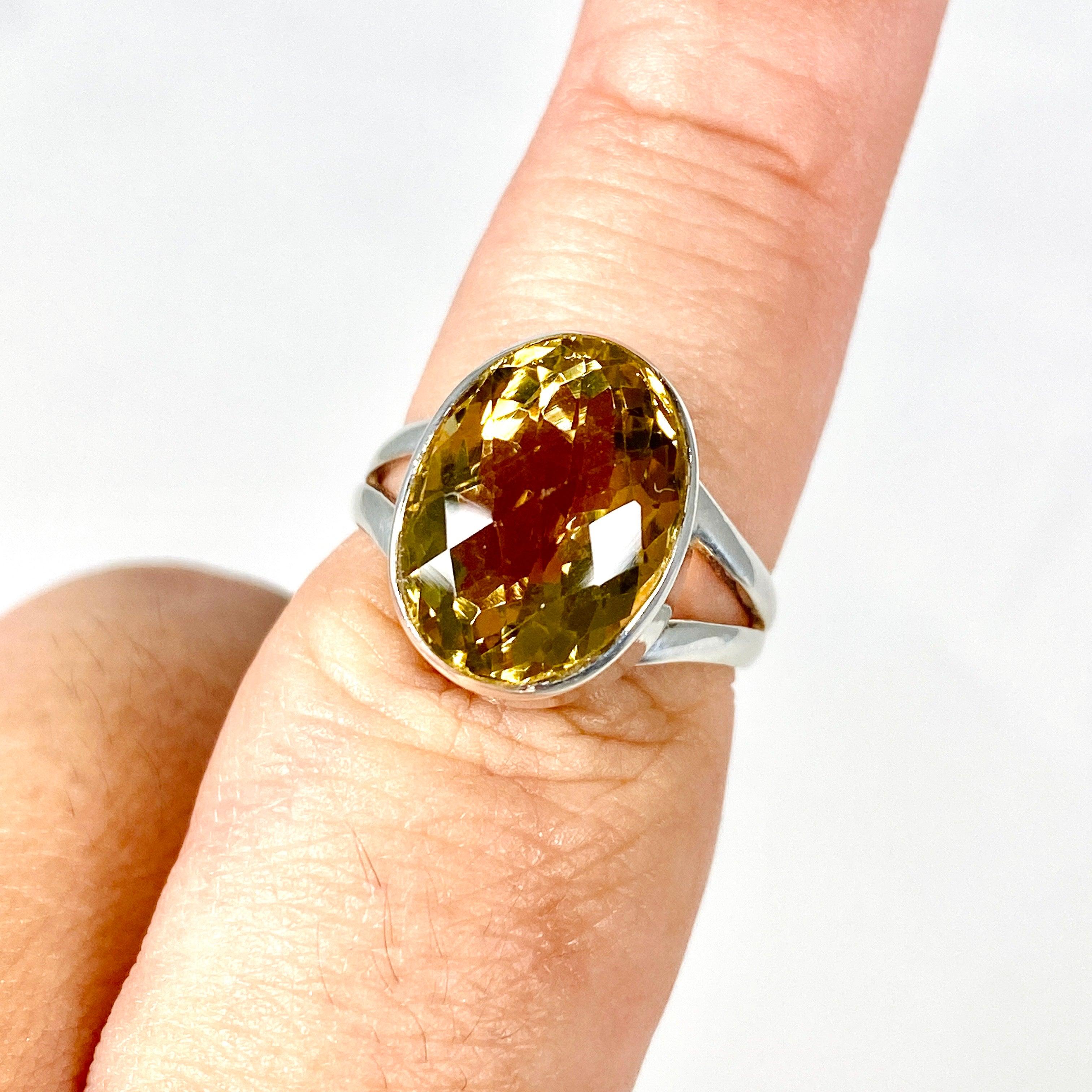 Lemon Quartz Oval Faceted Ring - Size 9 - KRGJ2350 - Elegant Jewelry for Women, Perfect for Weddings, Parties & Everyday Wear
