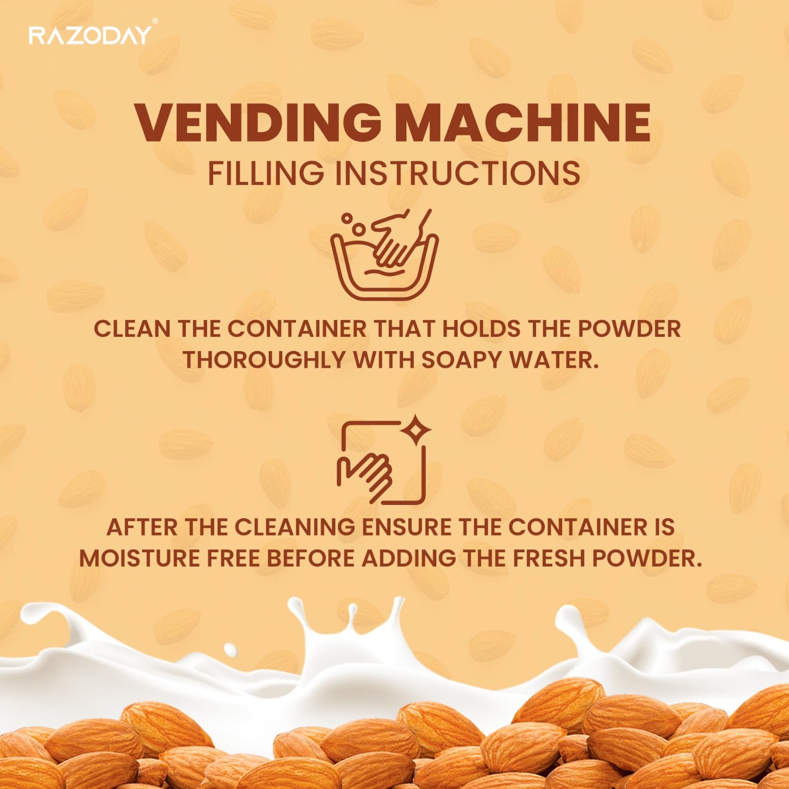 Razoday Instant Almond Powder (250g) | Natural Almond Milk Mix for Kids & Adults | Handpicked Premium Almond Powder | Healthy Drink Mix for Shakes, Smoothies & Desserts | Perfect for Breakfast, Snacks & Post-Workout Nutrition
